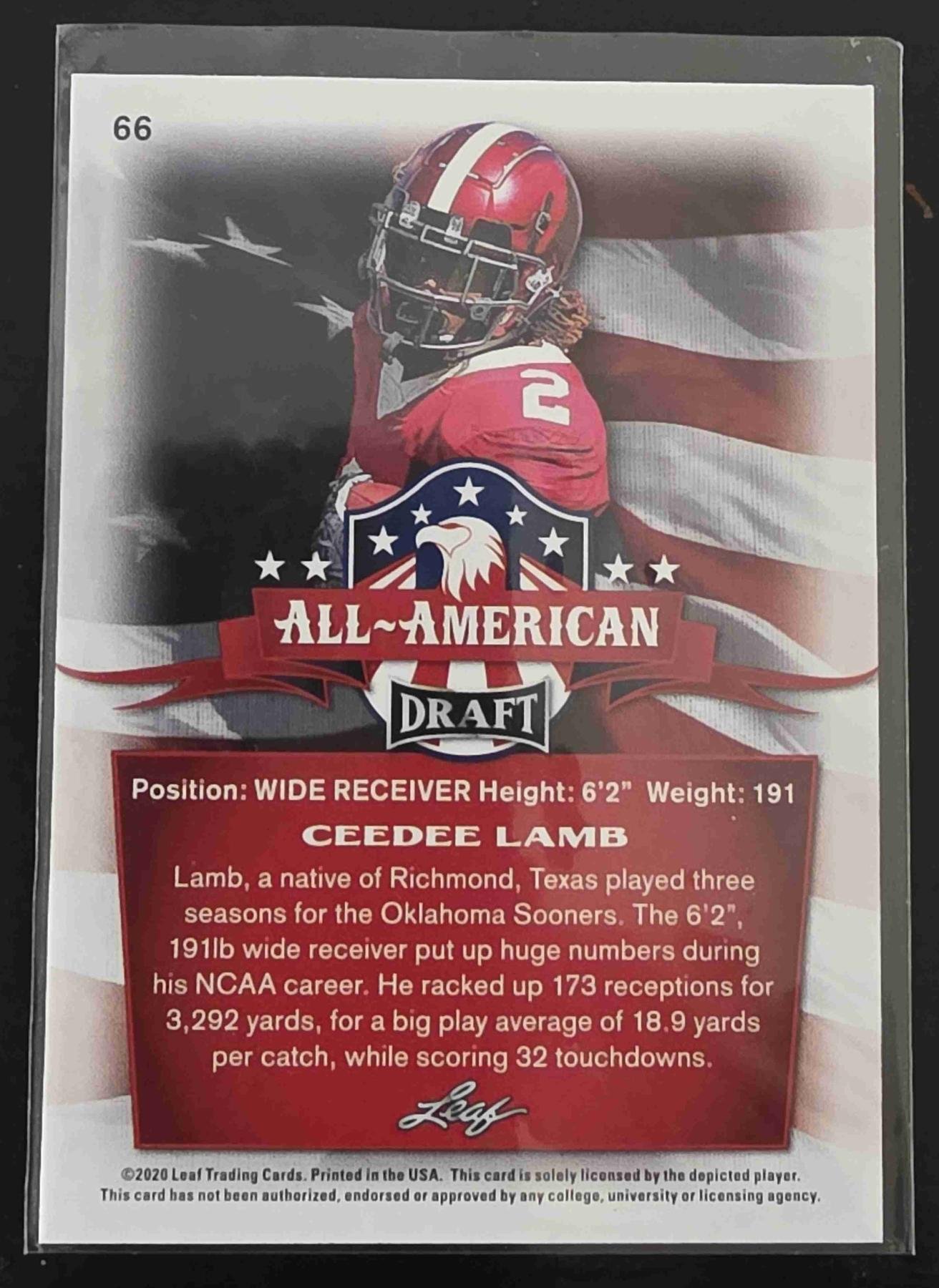 Bulk NFL Card 004 back