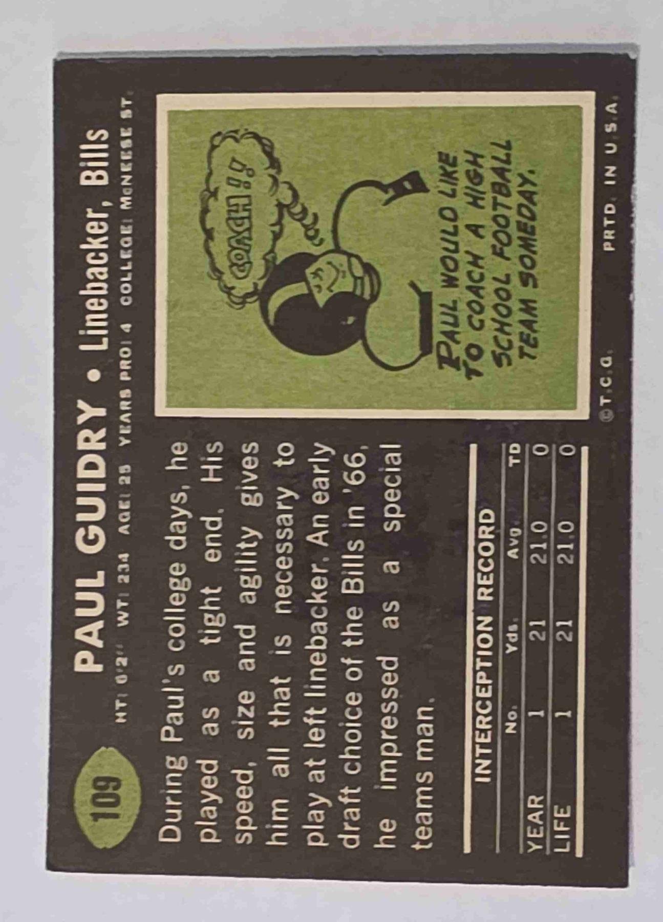 Bulk NFL Card 022 back