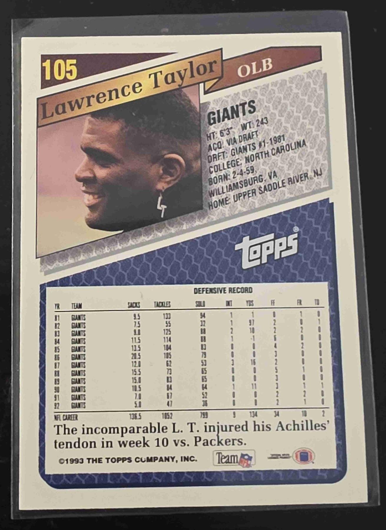 Bulk NFL Card 028 back