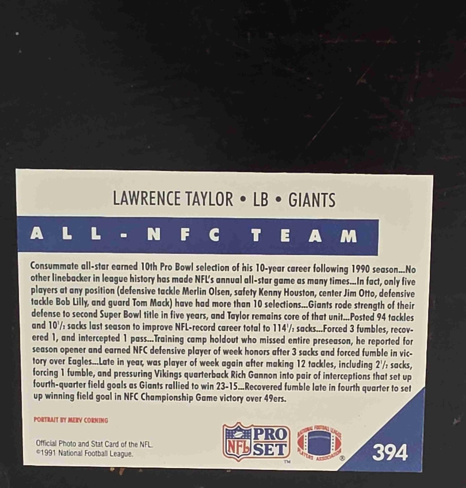 Bulk NFL Card 029 back