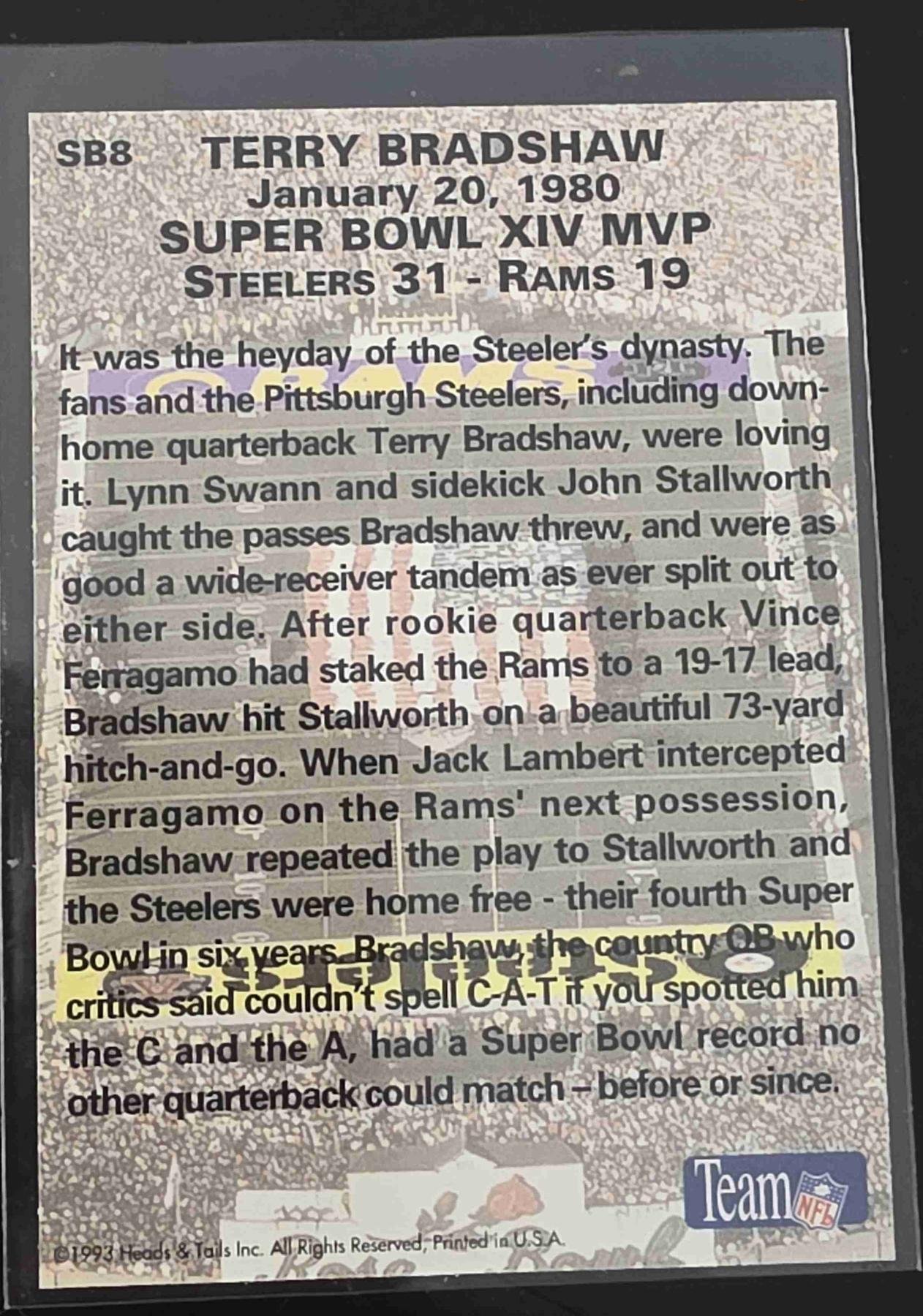 Bulk NFL Card 033 back