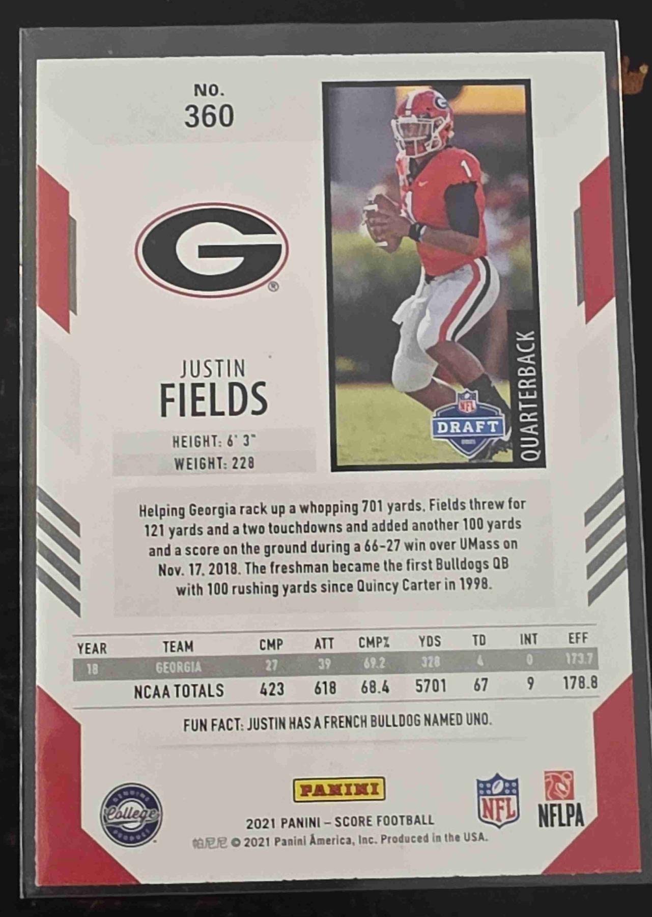 Bulk NFL Card 035 back