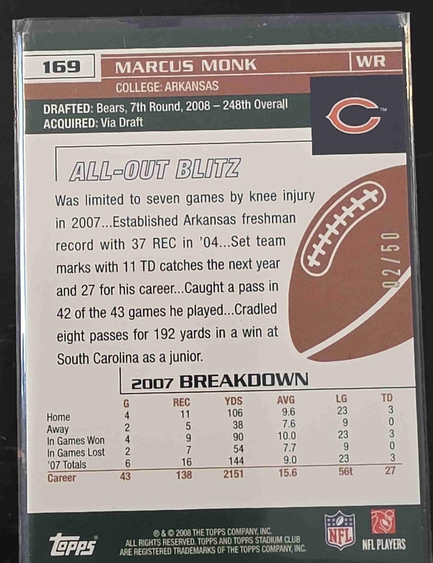 Bulk NFL Card 043 back