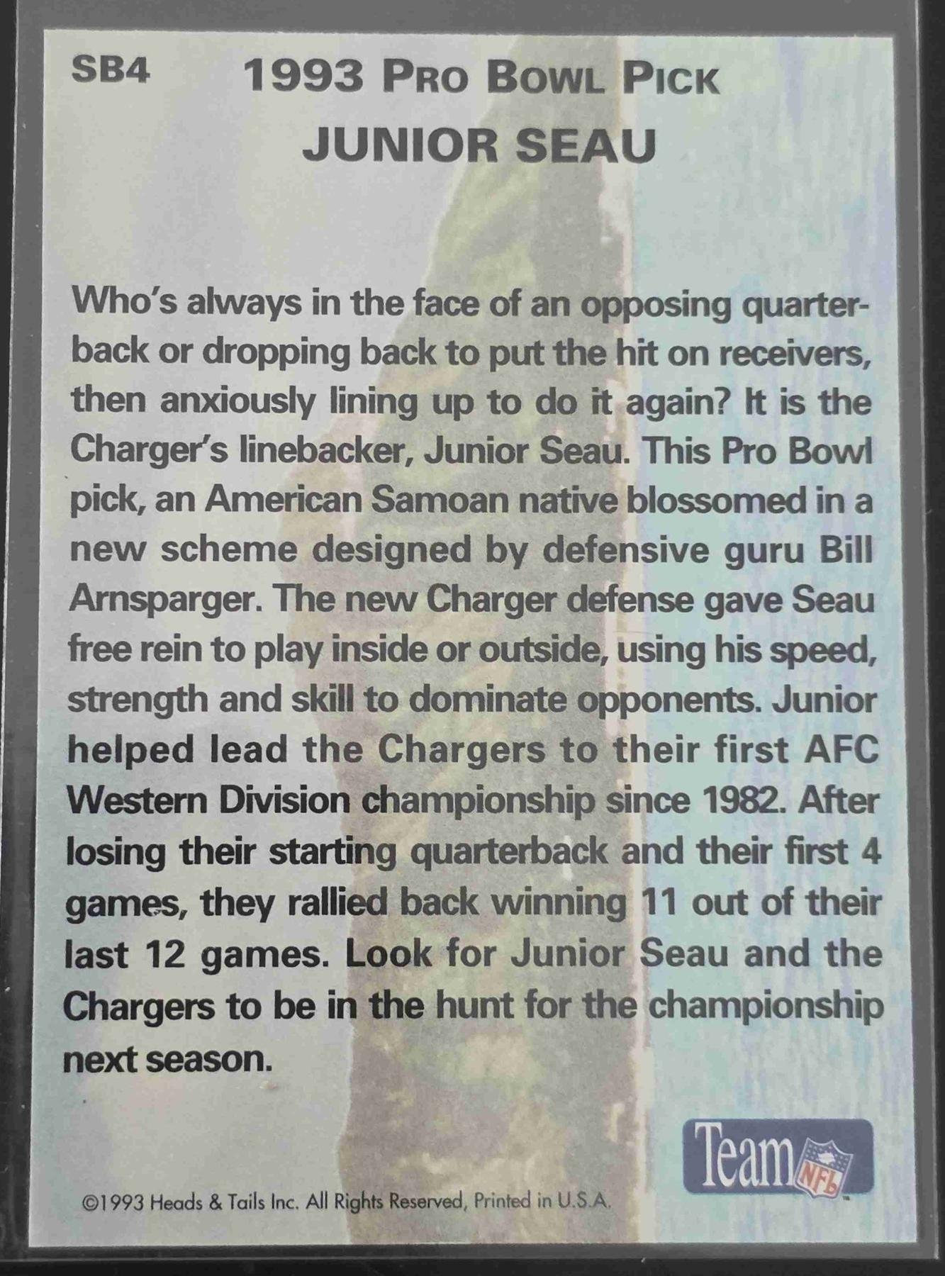 Bulk NFL Card 071 back