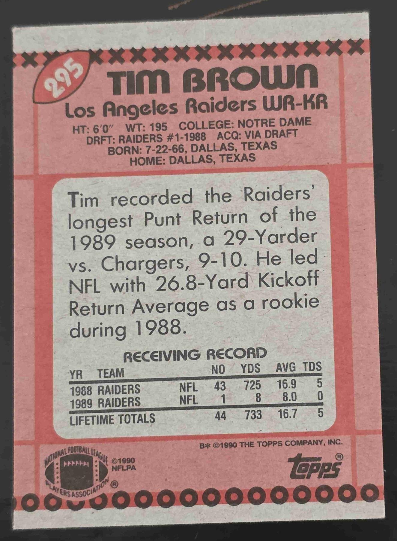 Bulk NFL Card 073 back