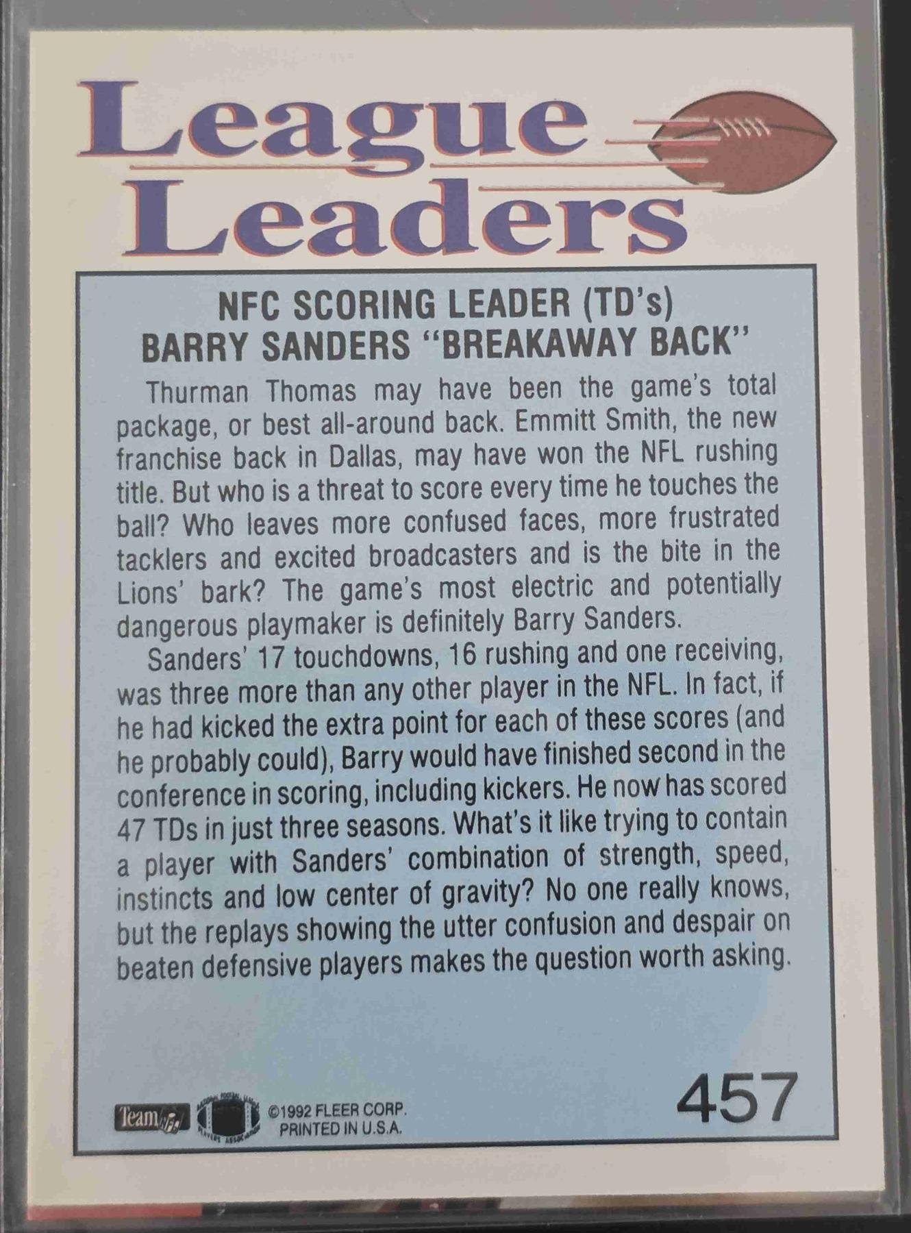 Bulk NFL Card 077 back