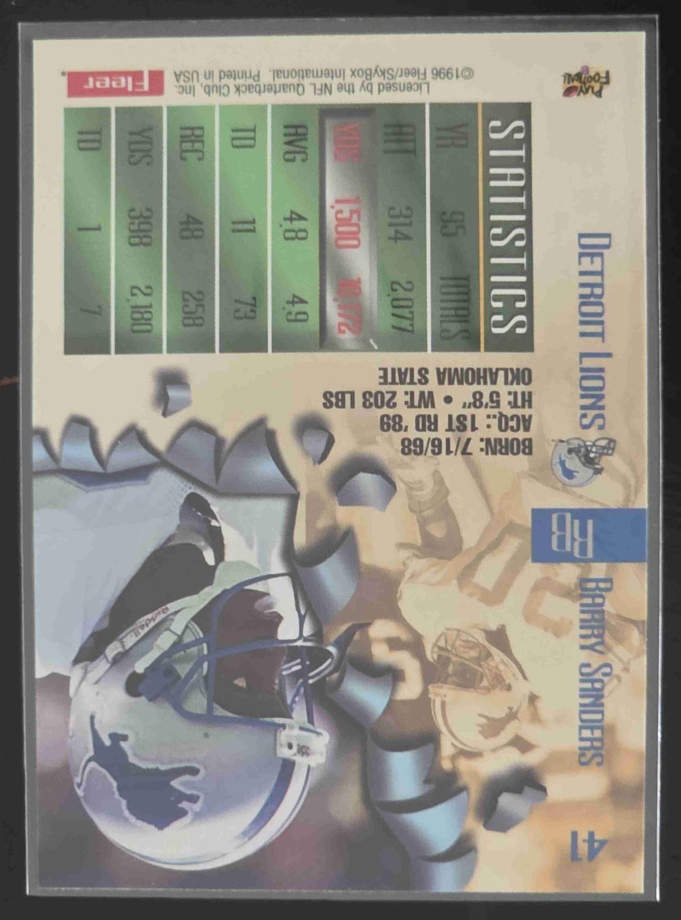 Bulk NFL Card 086 back