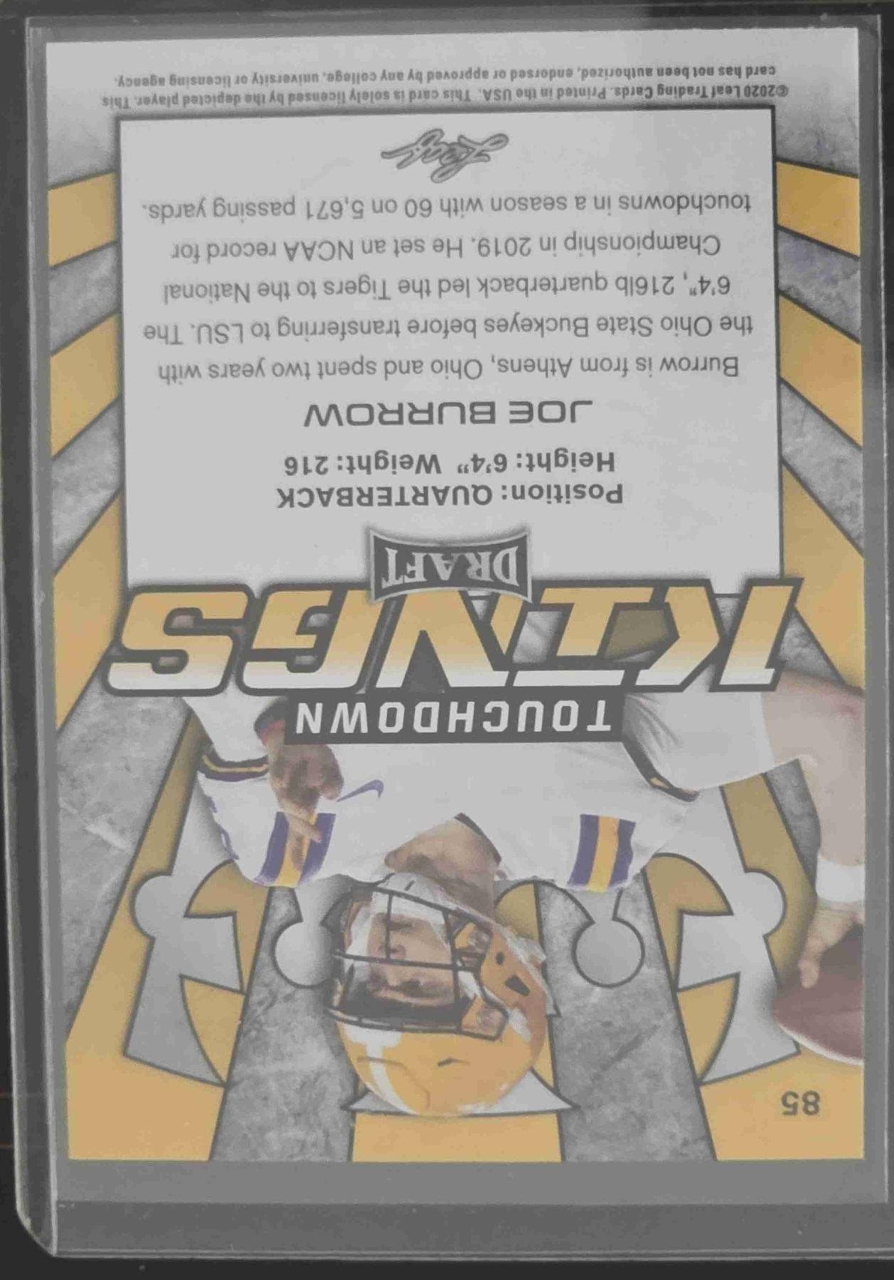 Bulk NFL Card 089 back