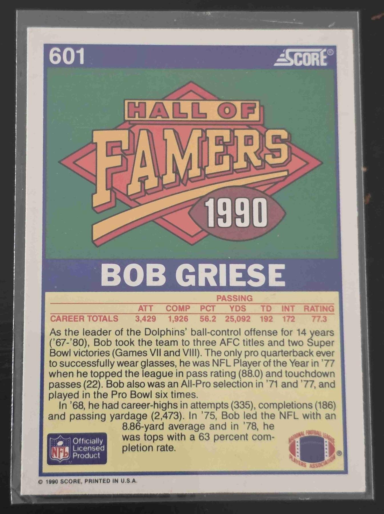 Bulk NFL Card 096 back