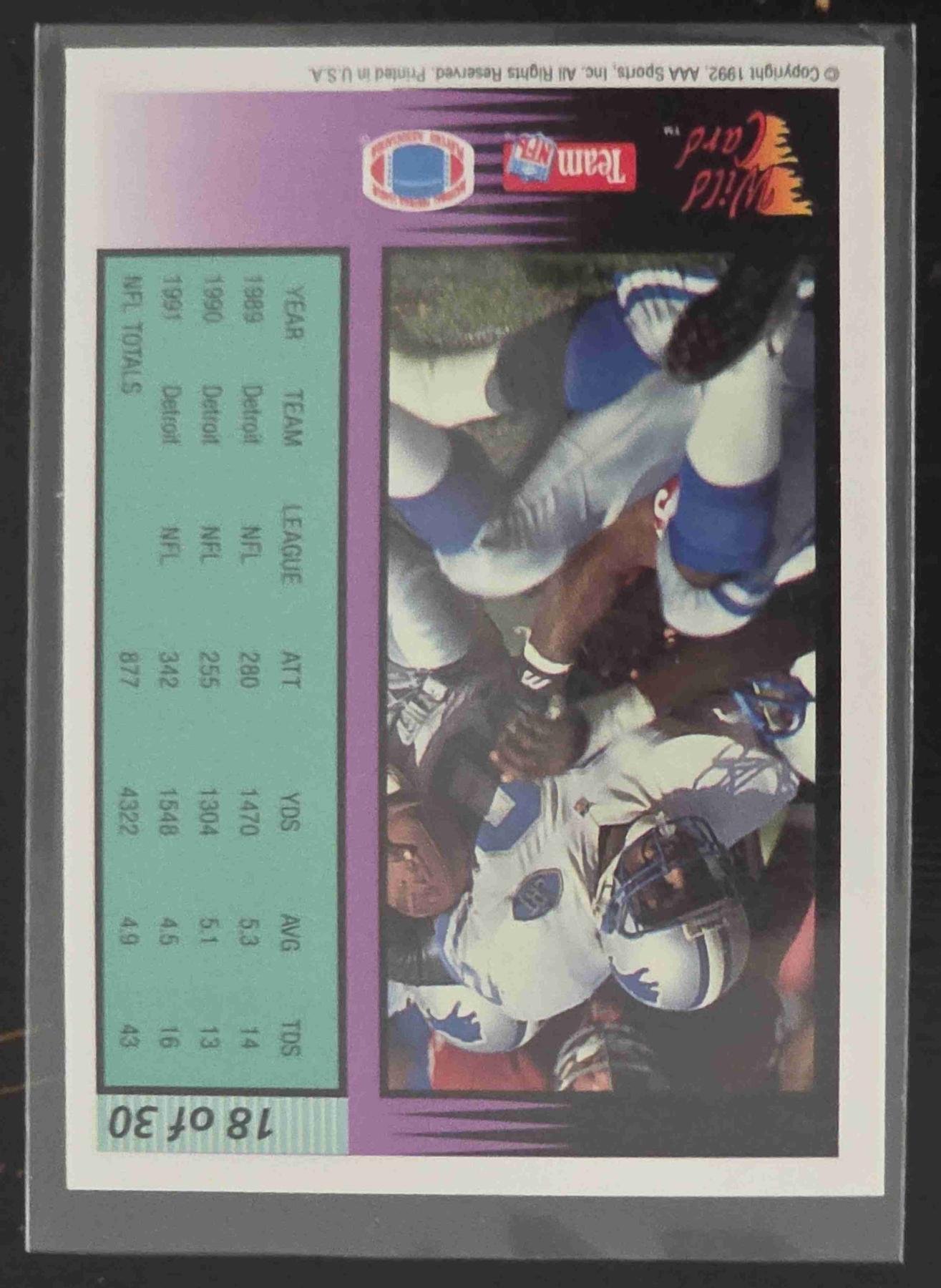 Bulk NFL Card 101 back