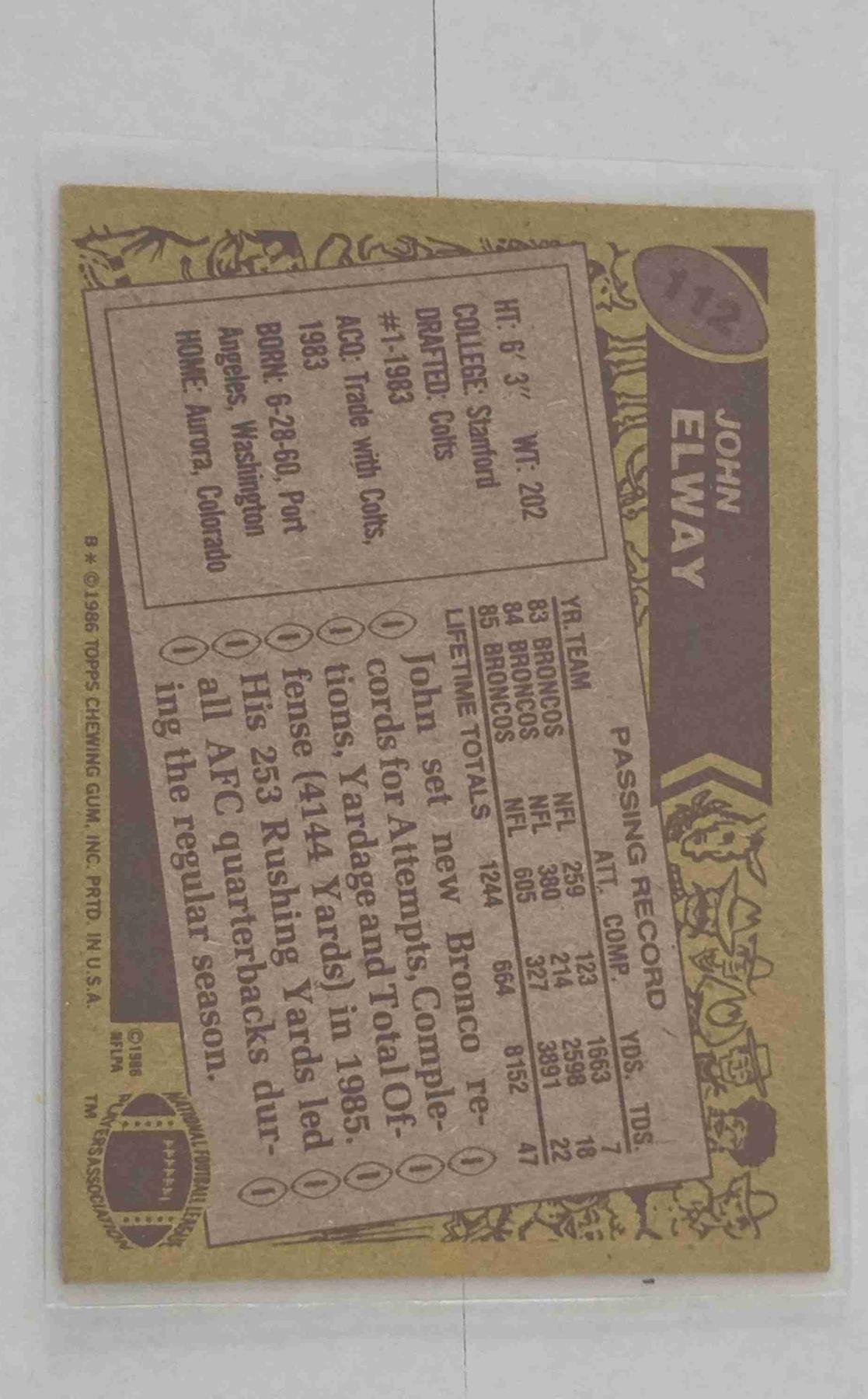 Bulk NFL Card 113 back