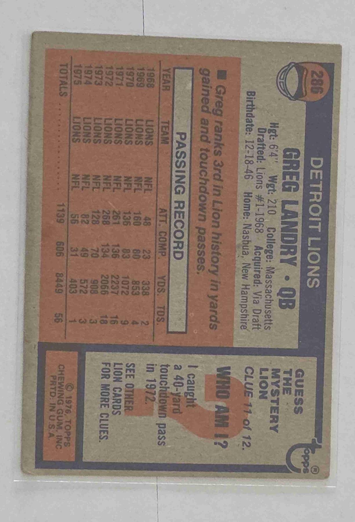 Bulk NFL Card 116 back