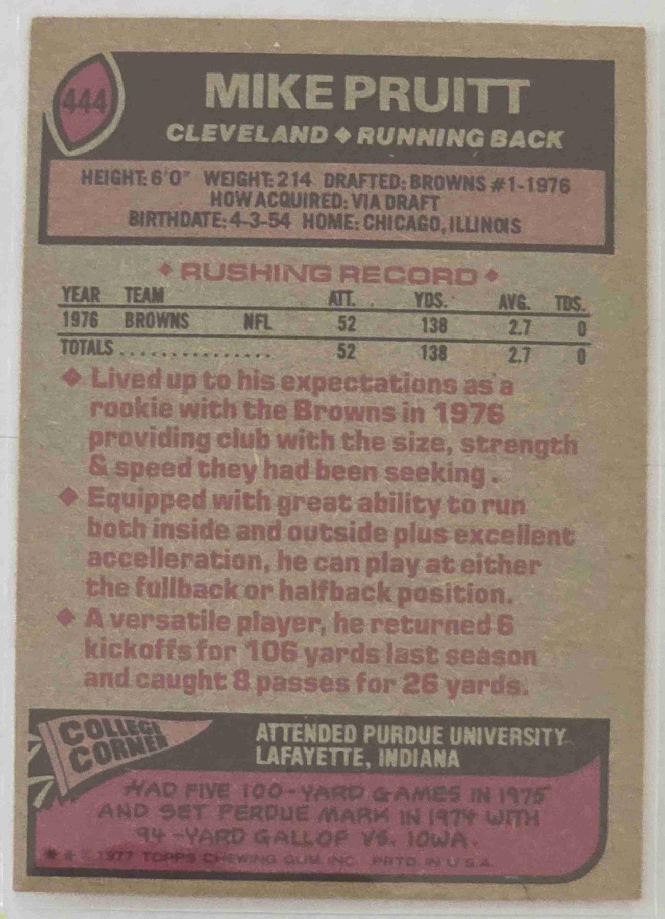 Bulk NFL Card 123 back