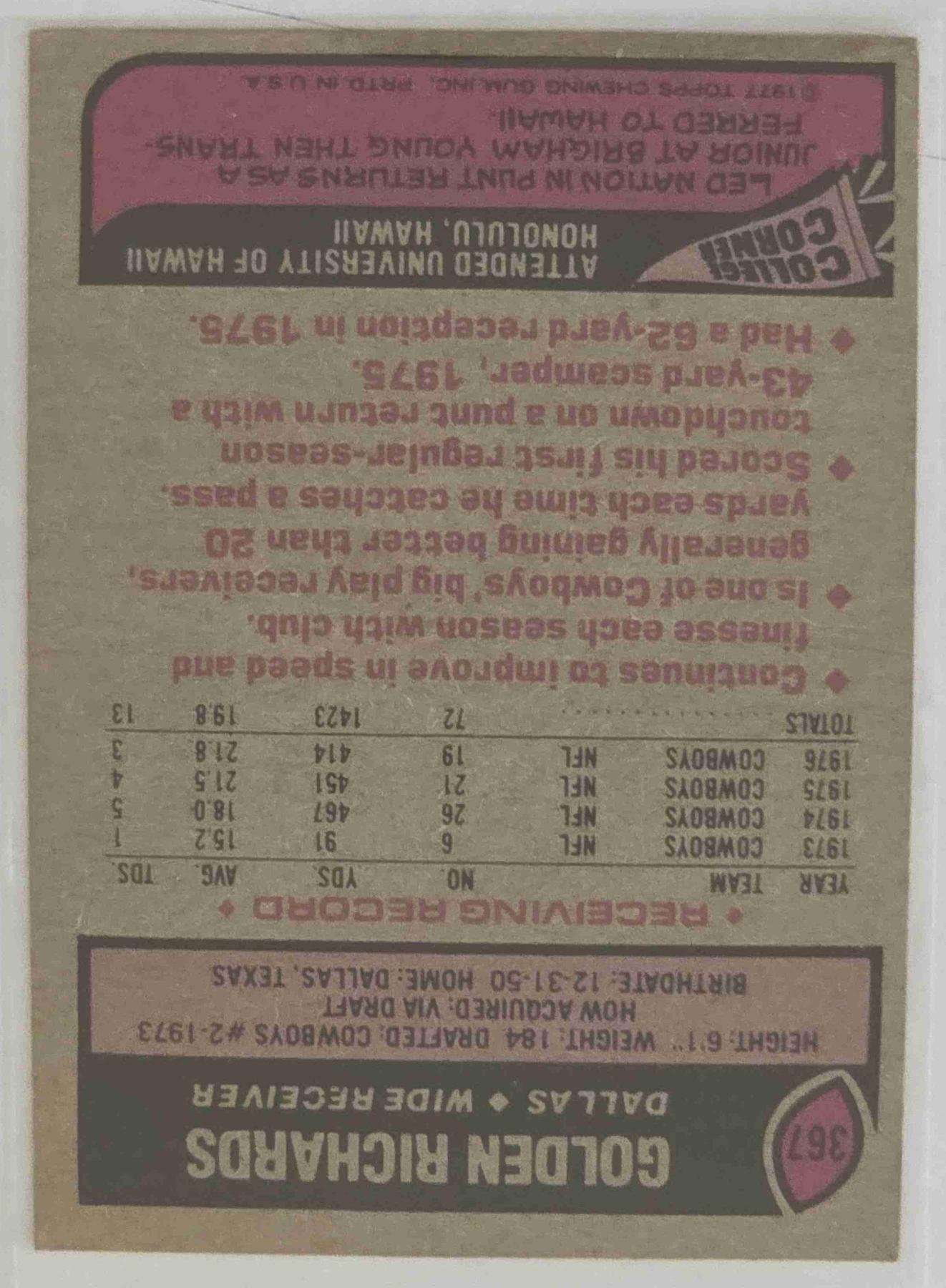 Bulk NFL Card 147 back