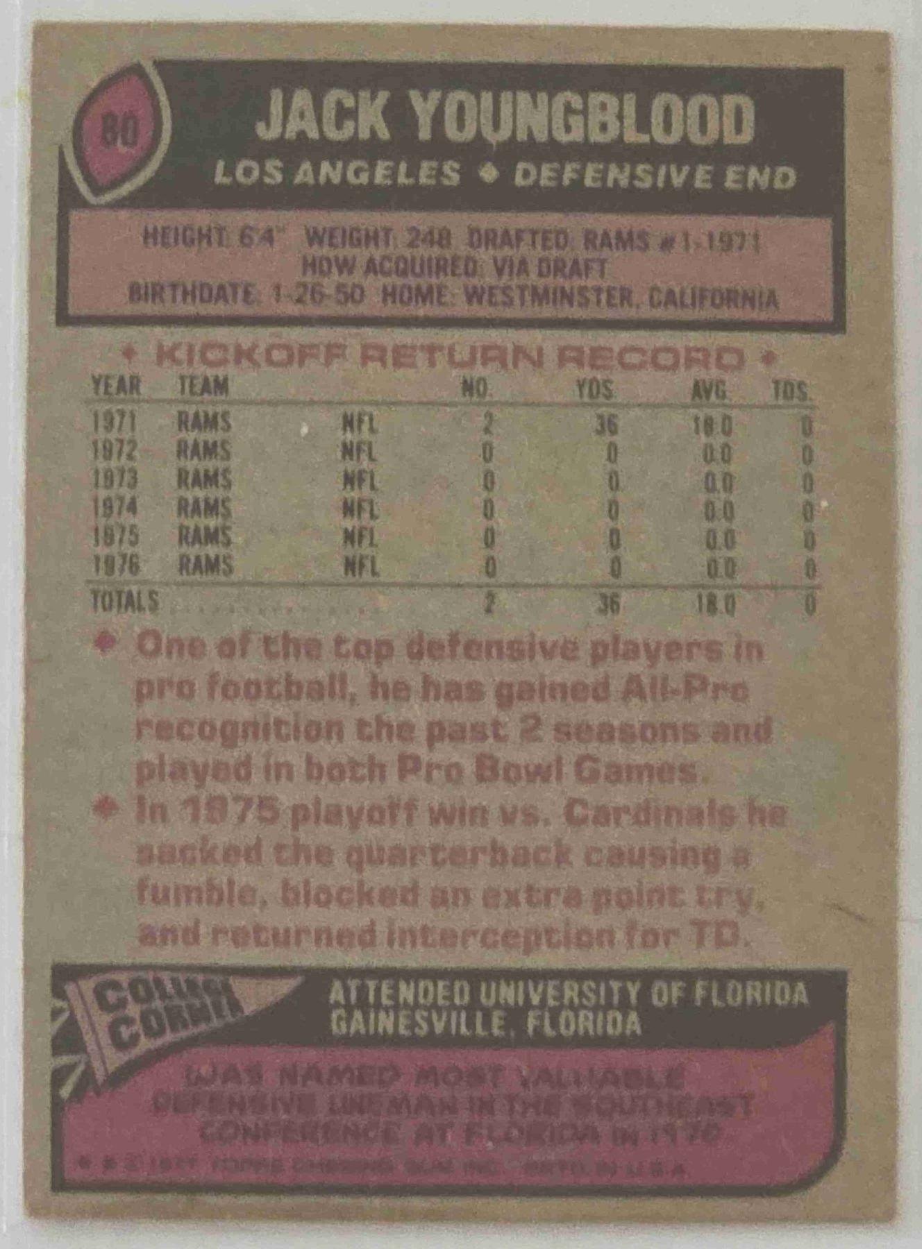 Bulk NFL Card 151 back