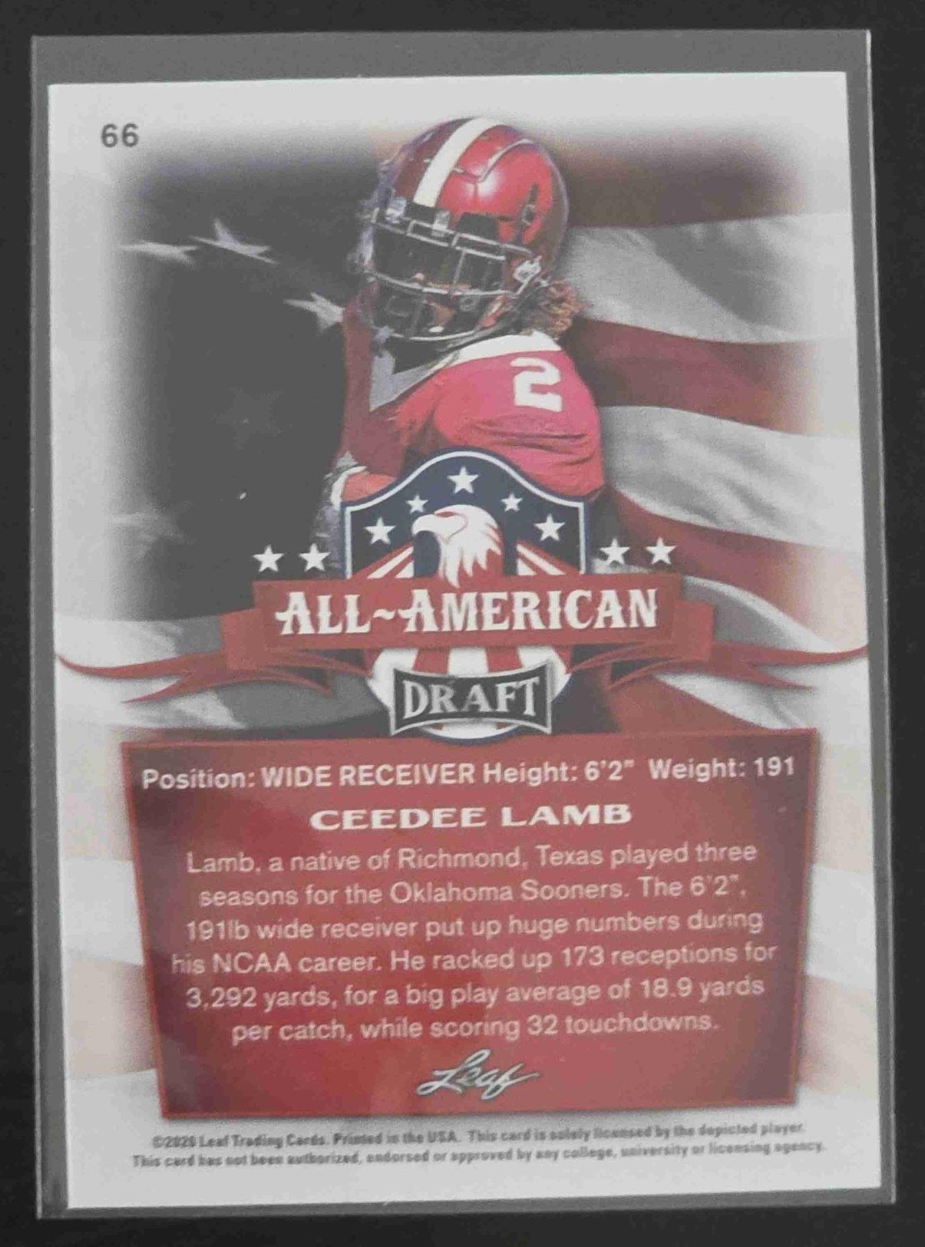 Bulk NFL Card 158 back