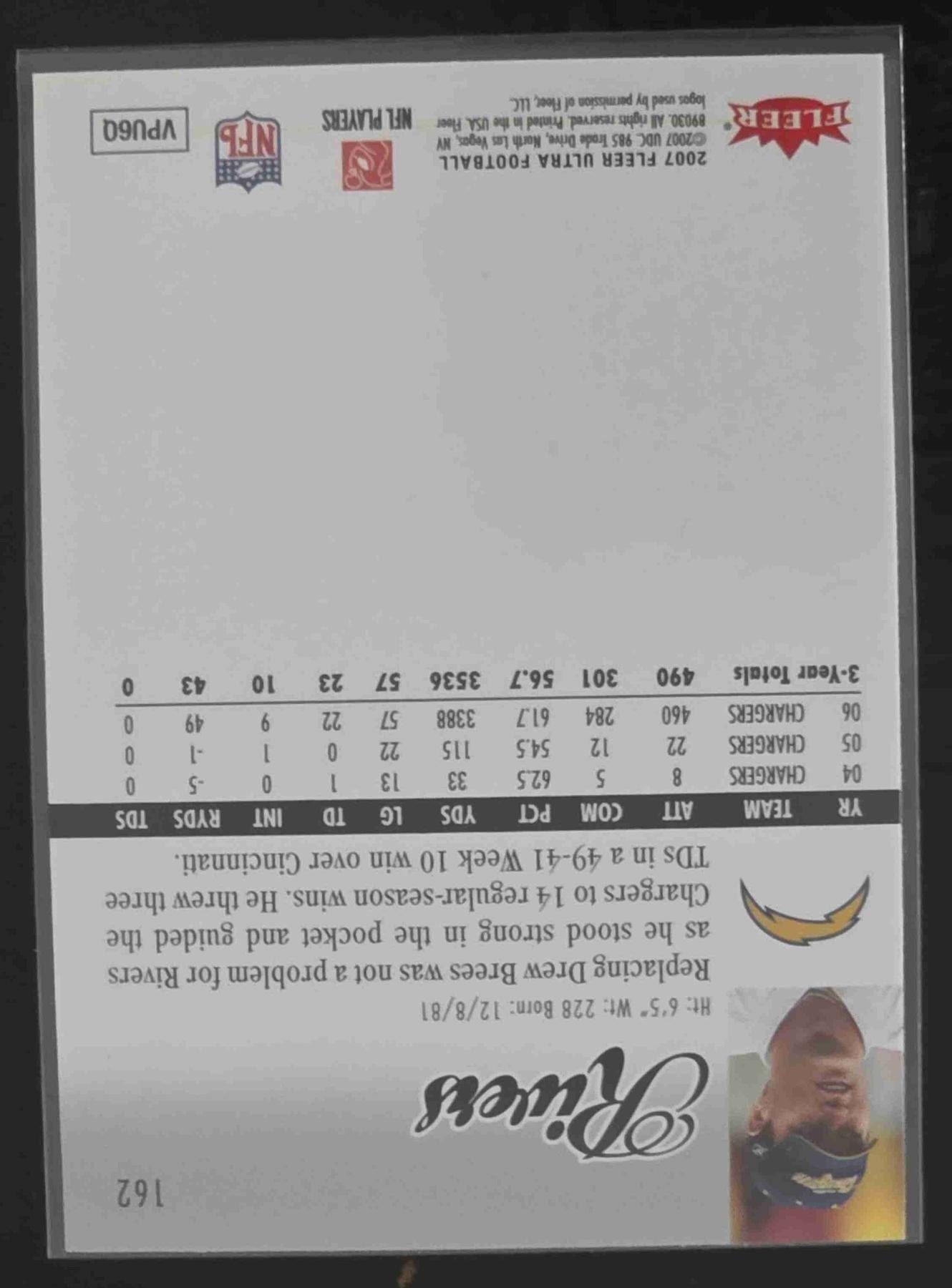 Bulk NFL Card 164 back