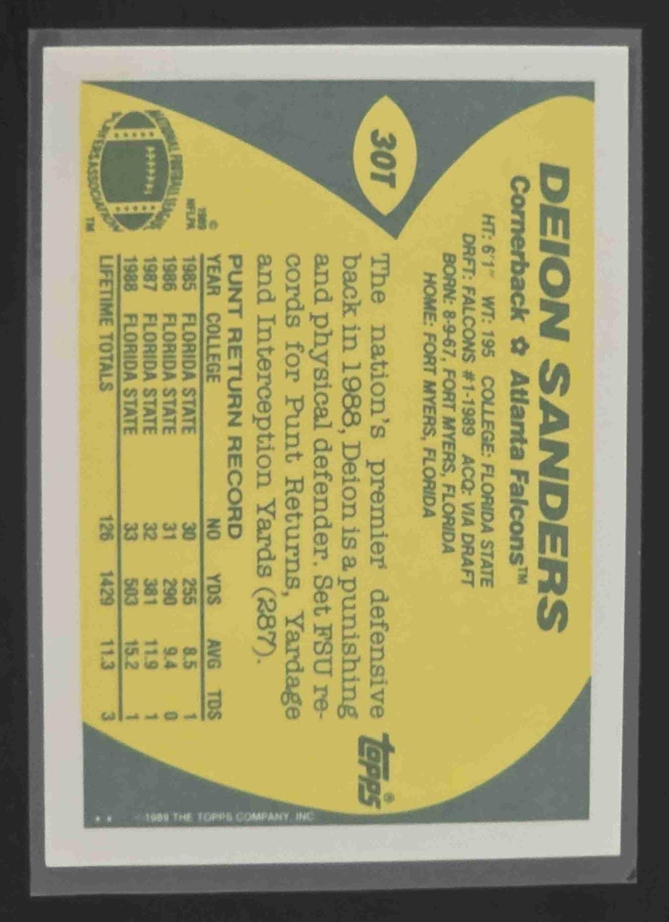 Bulk NFL Card 165 back