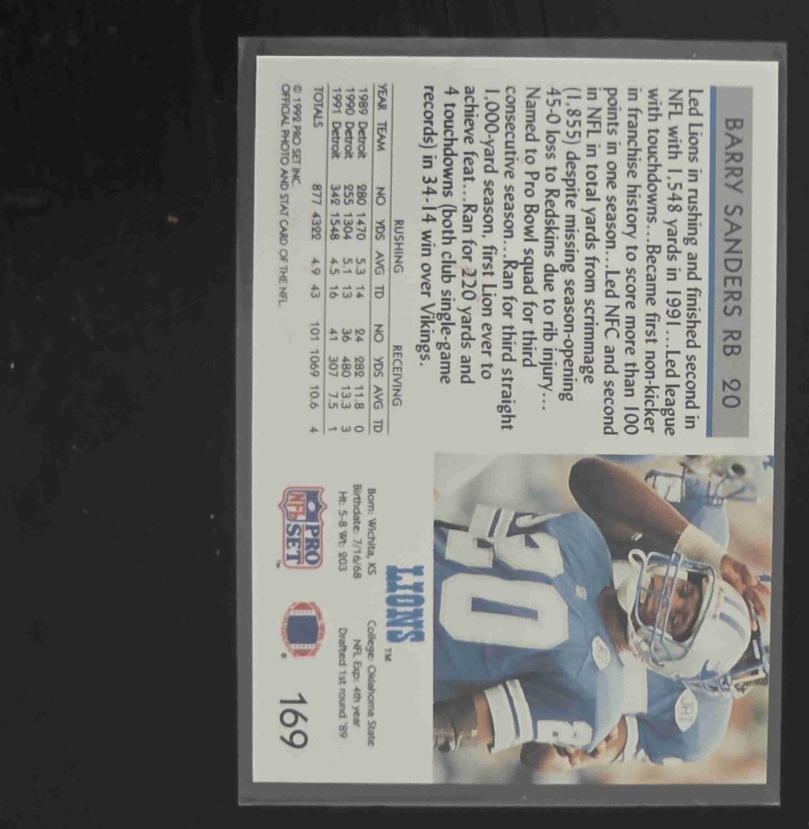 Bulk NFL Card 170 back