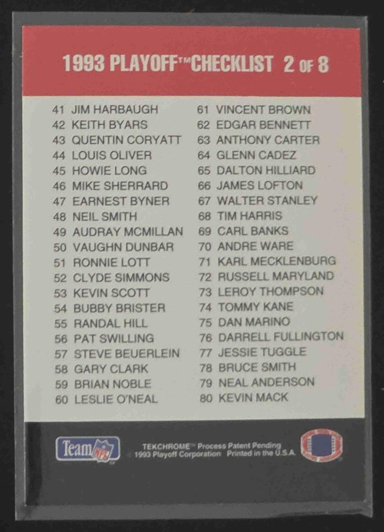 Bulk NFL Card 189 back