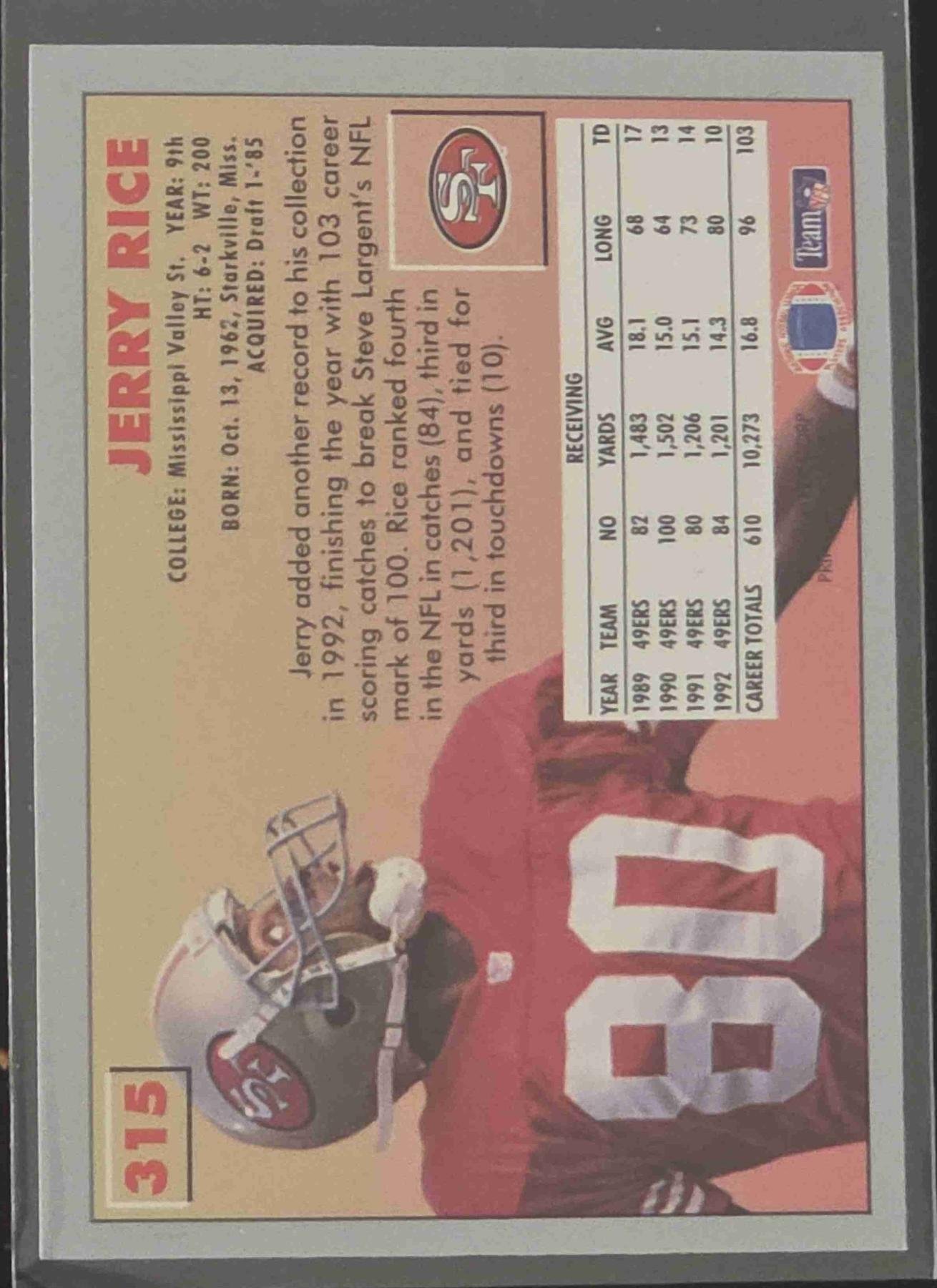 Bulk NFL Card 193 back