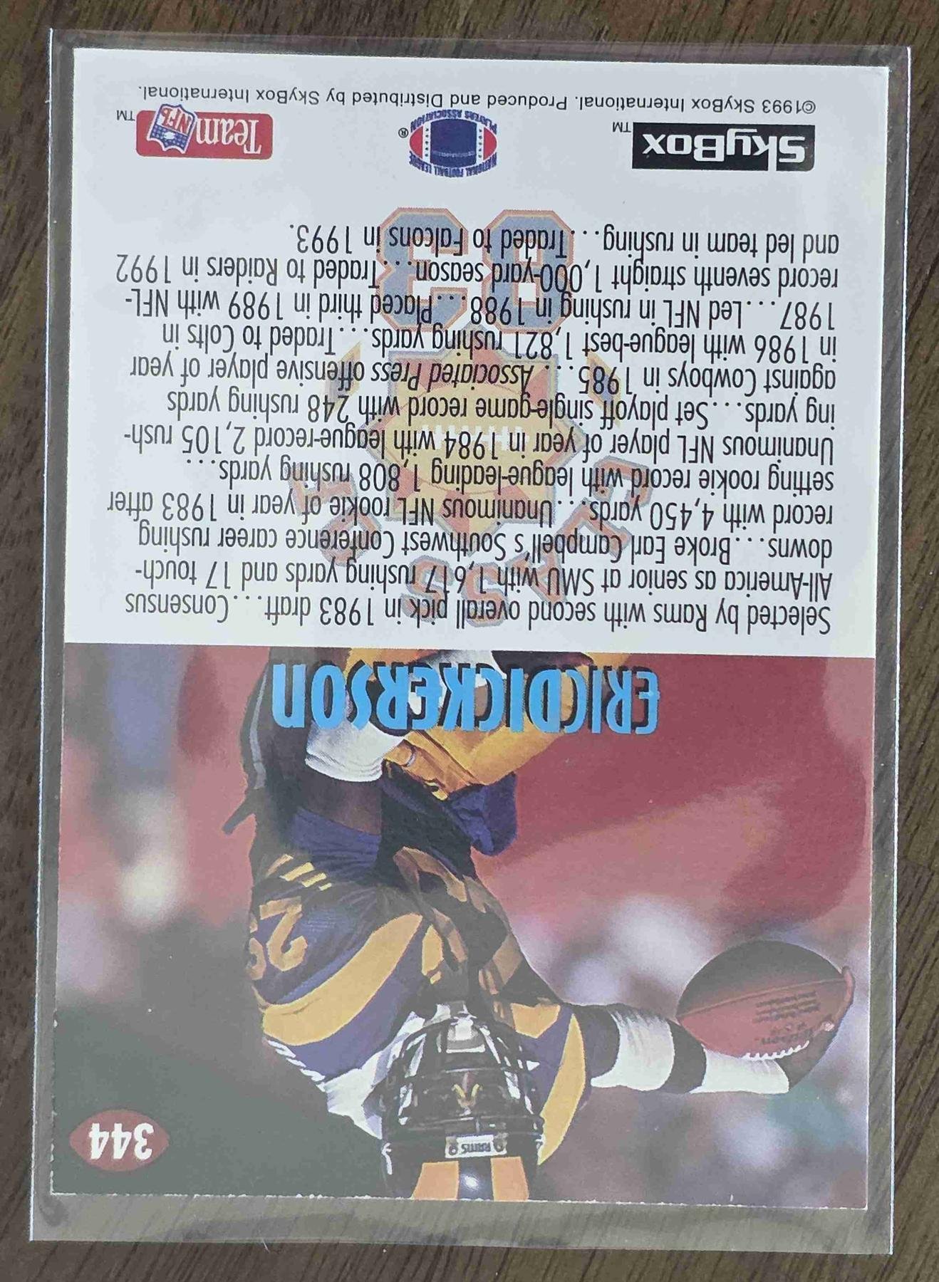 Bulk NFL Card 201 back
