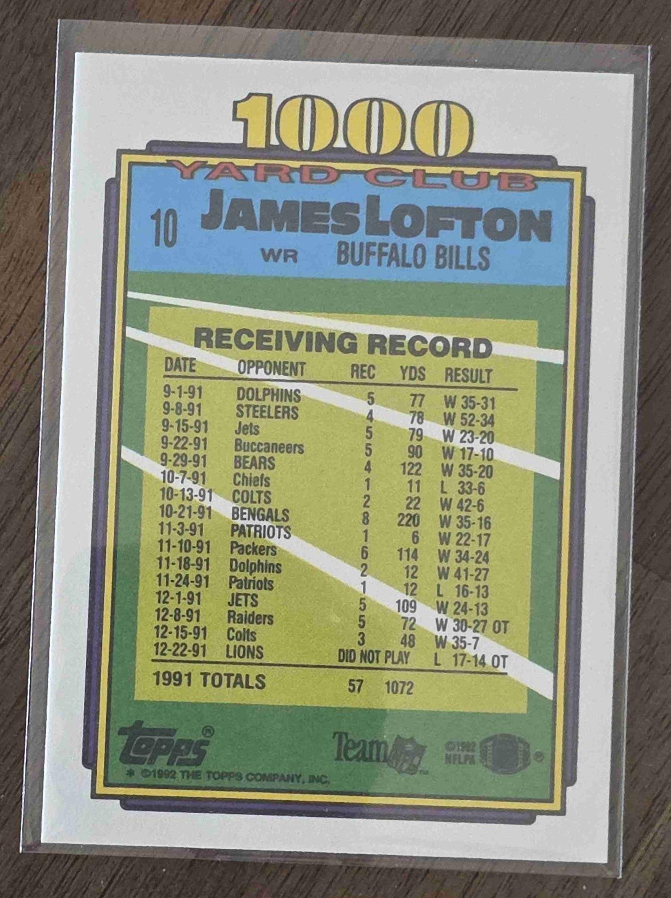 Bulk NFL Card 210 back