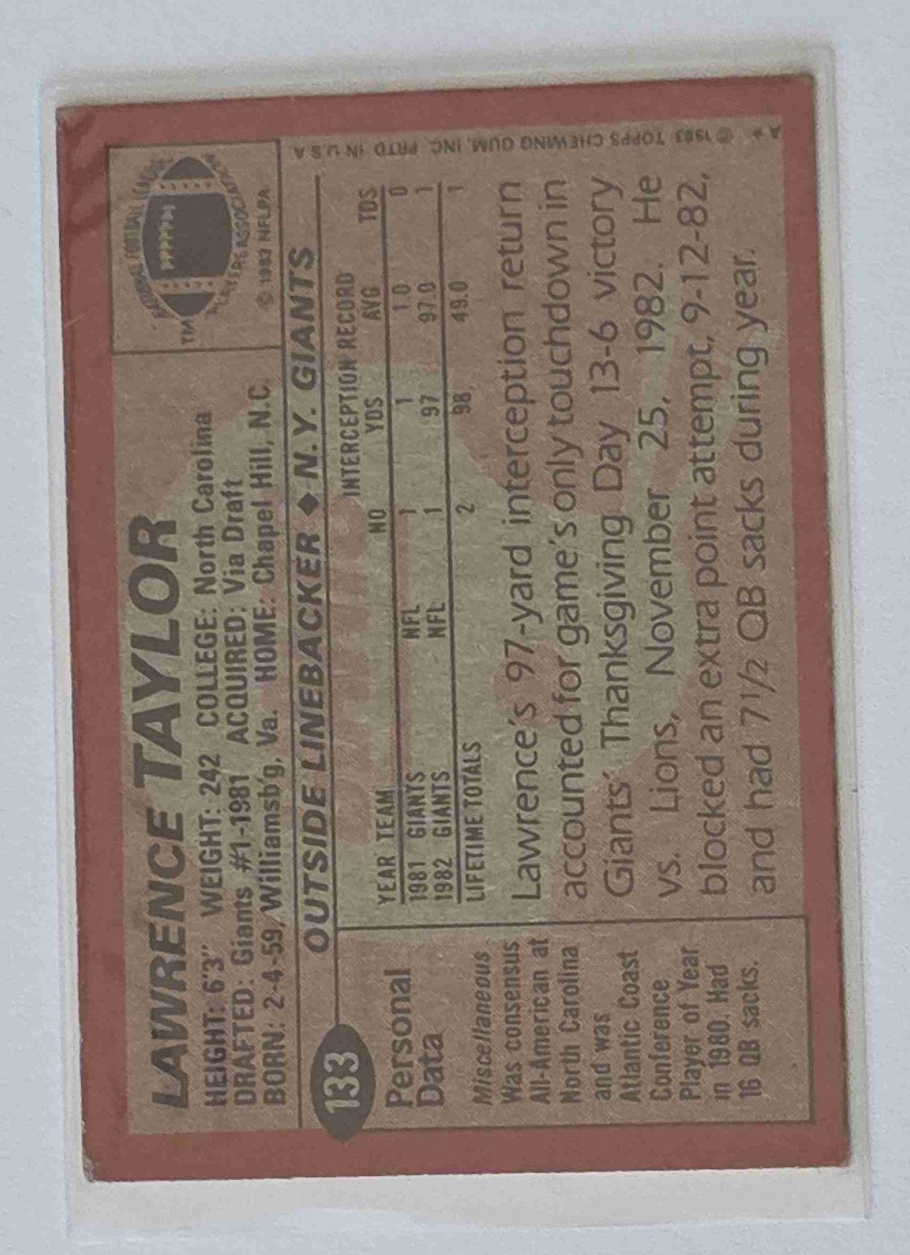 Bulk NFL Card 216 back