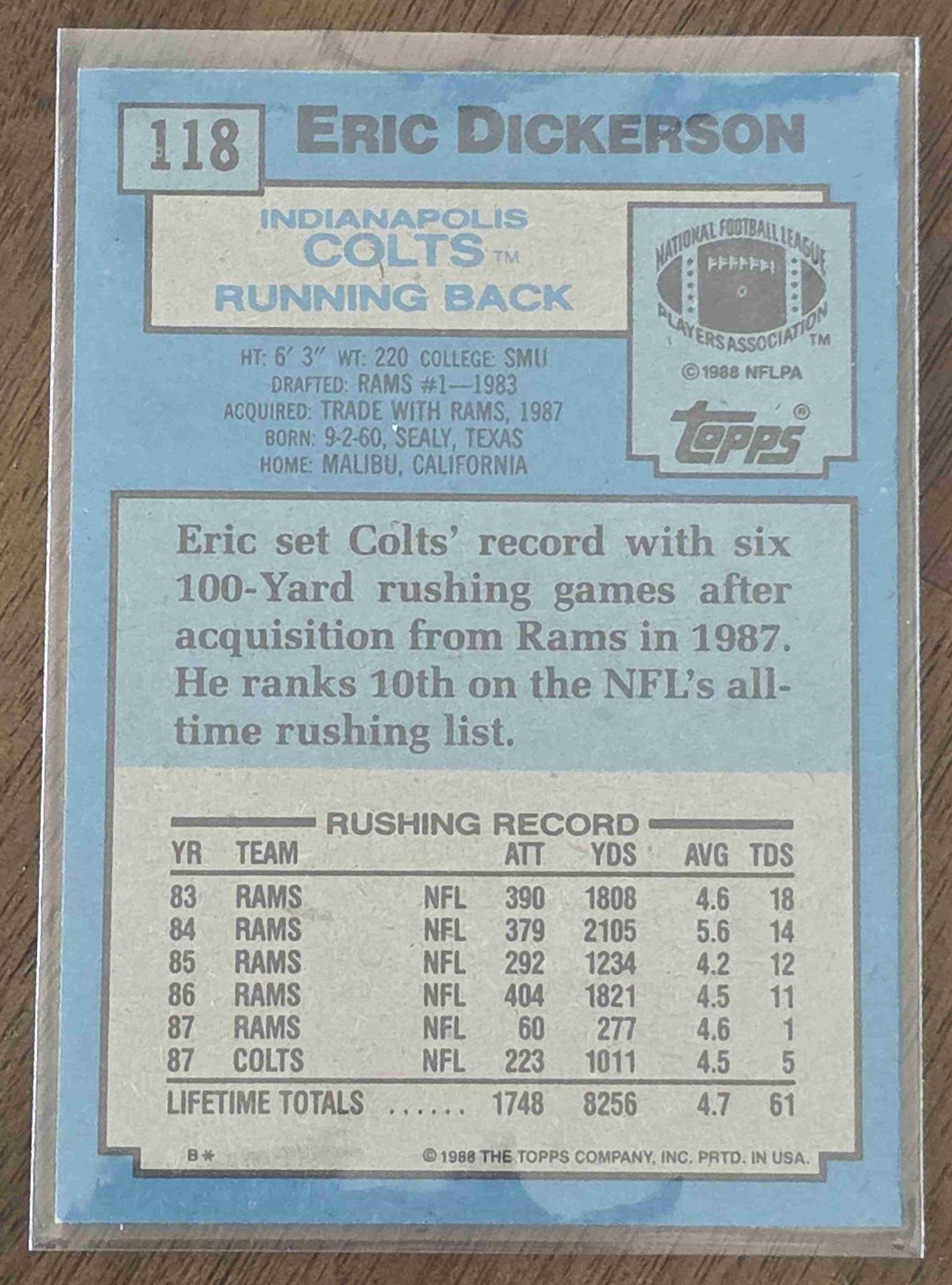 Bulk NFL Card 217 back