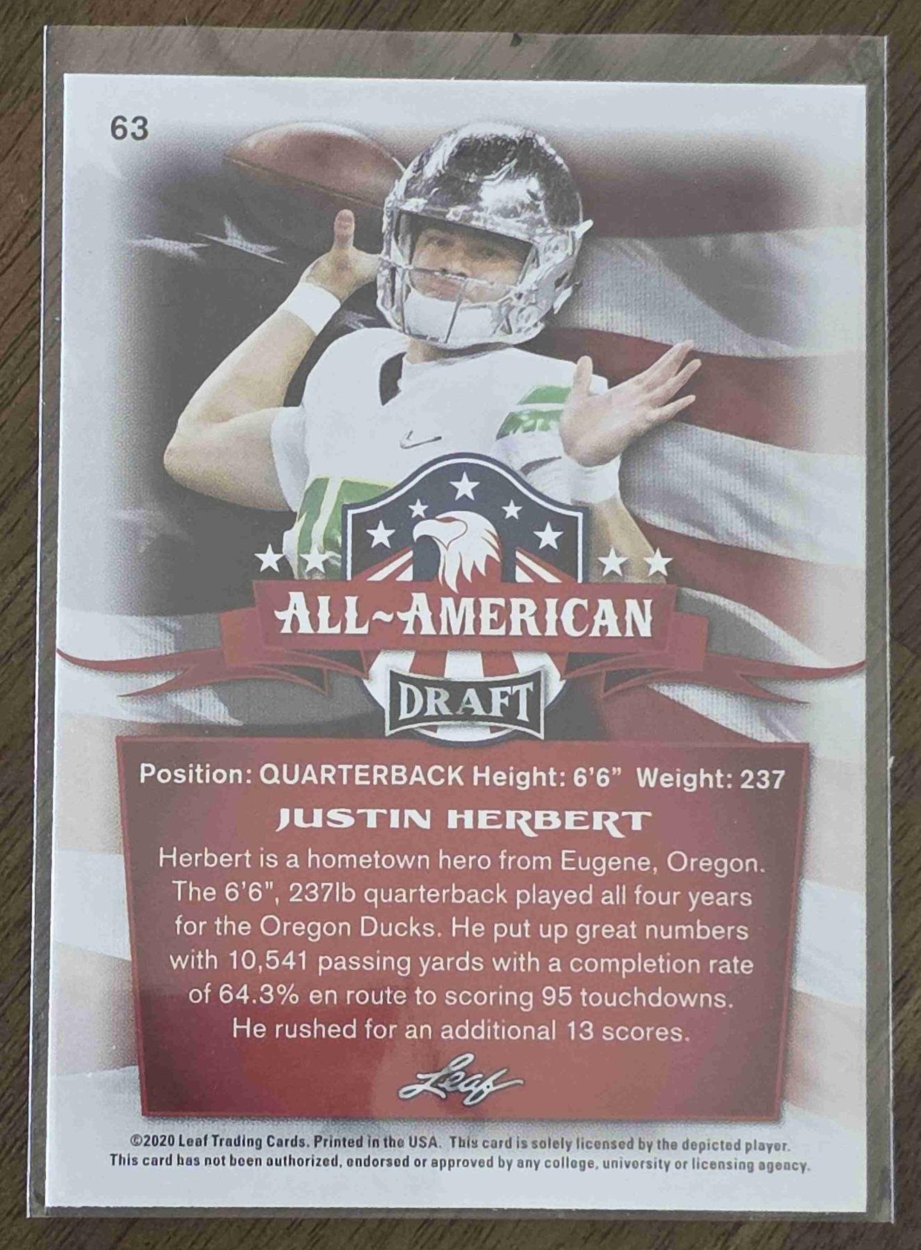 Bulk NFL Card 220 back