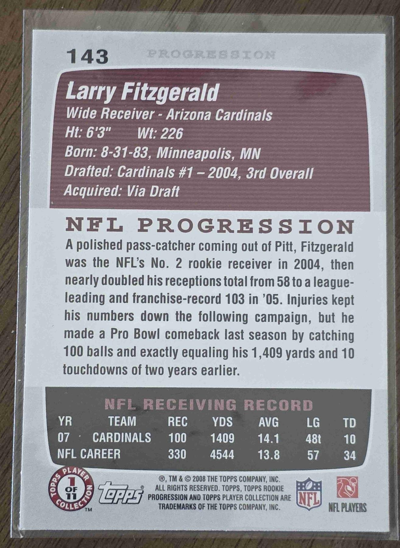 Bulk NFL Card 233 back