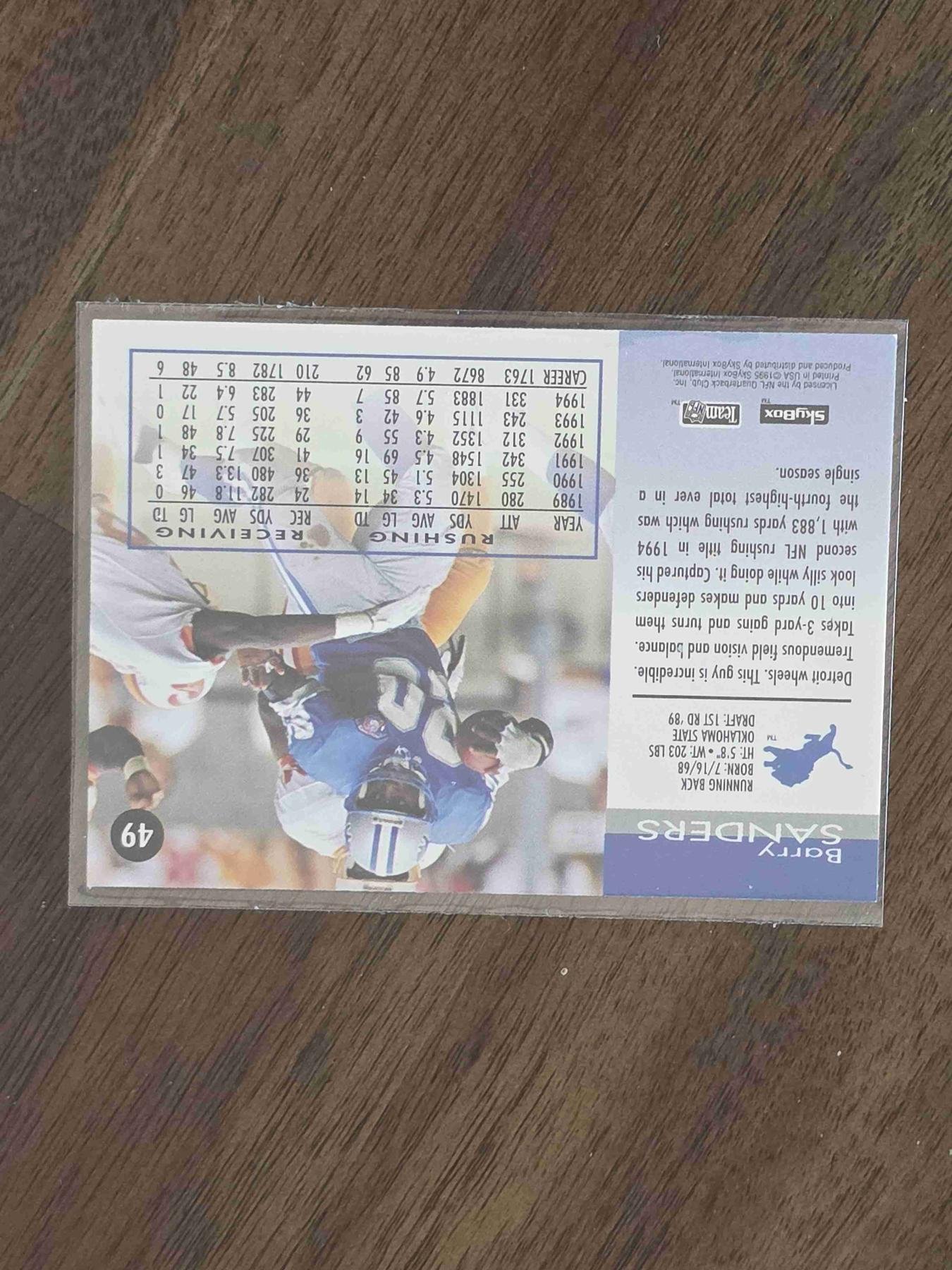 Bulk NFL Card 237 back