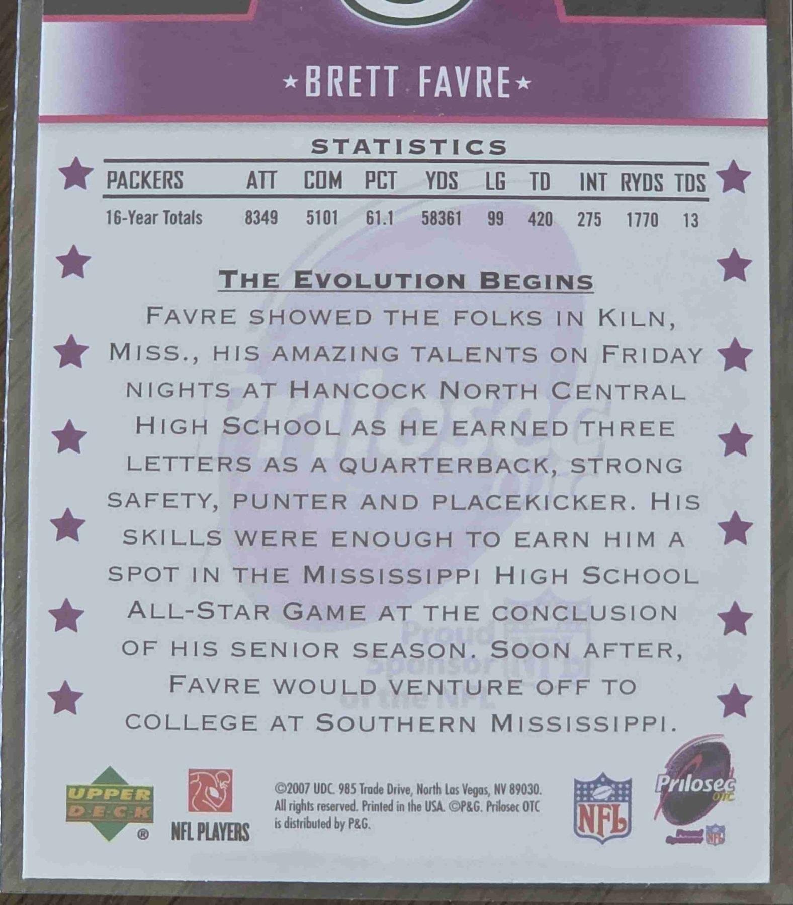 Bulk NFL Card 246 back