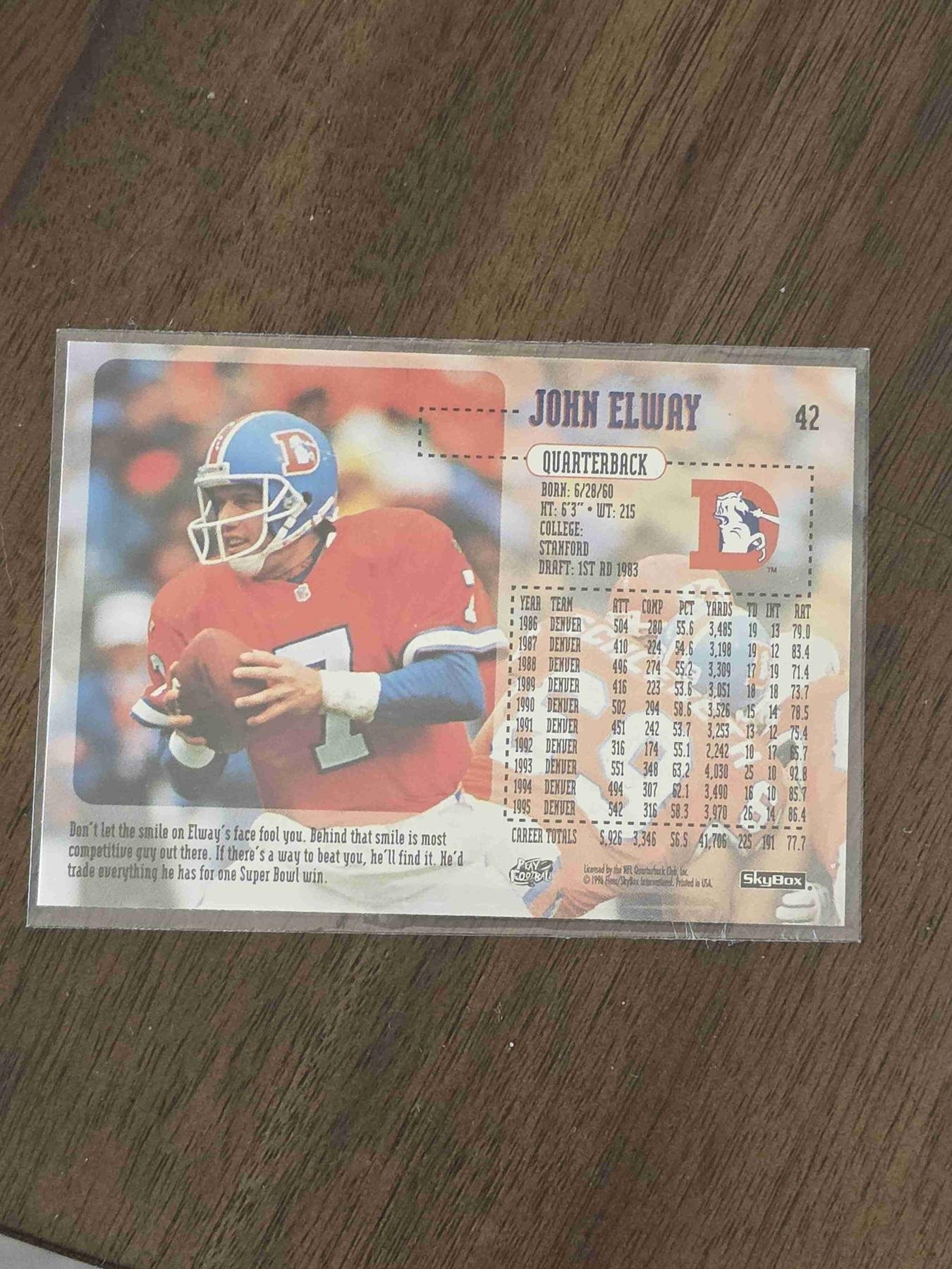 Bulk NFL Card 254 back