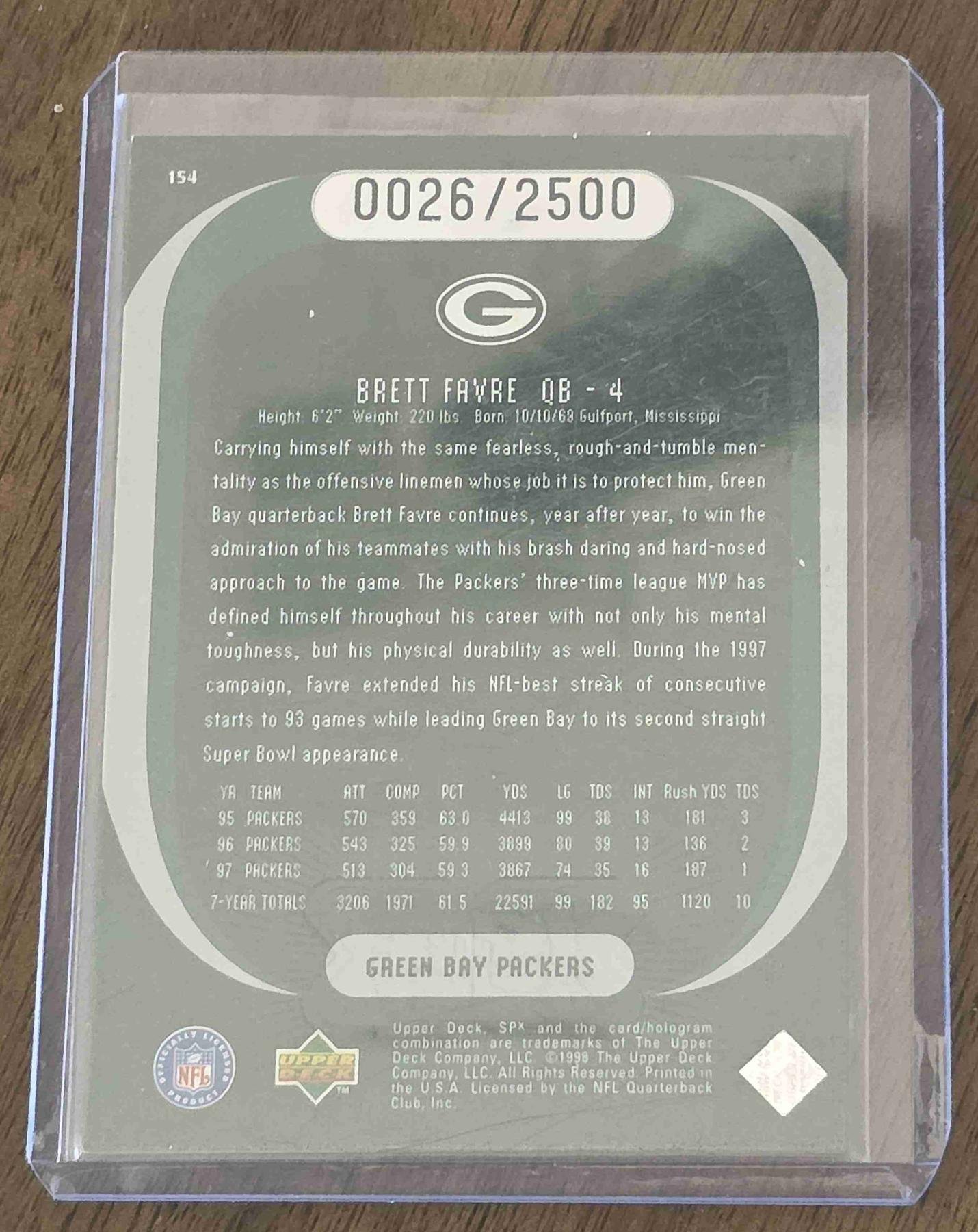 Bulk NFL Card 256 back