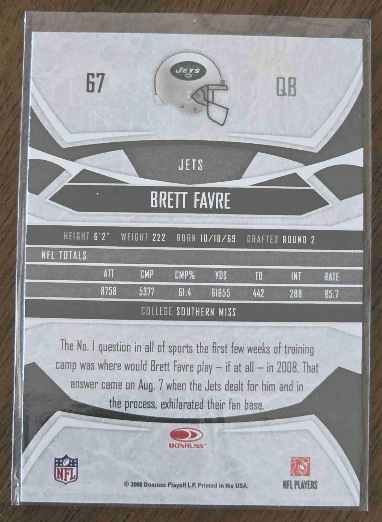 Bulk NFL Card 258 back