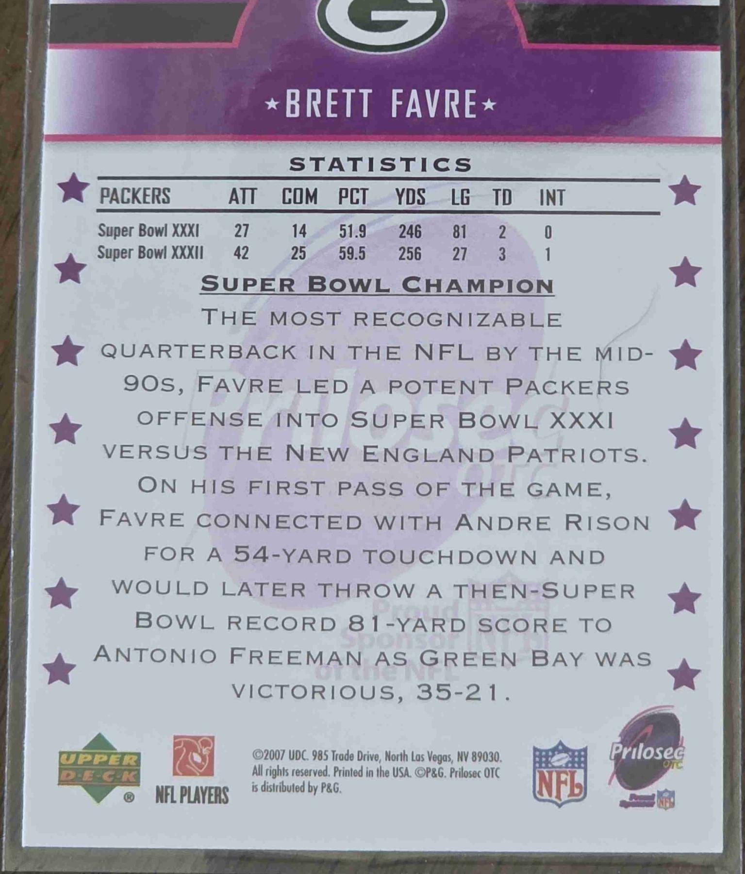 Bulk NFL Card 263 back