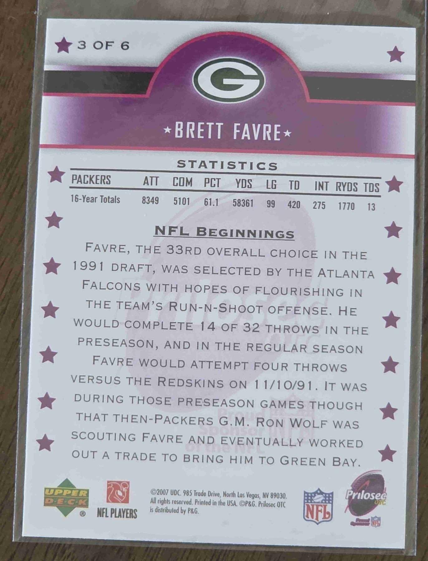 Bulk NFL Card 265 back