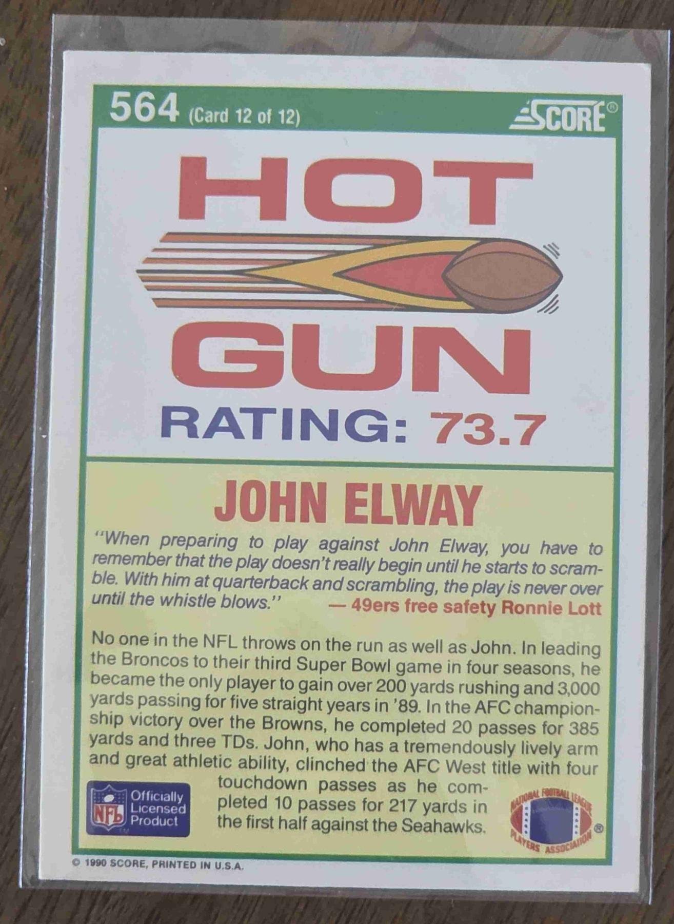 Bulk NFL Card 268 back
