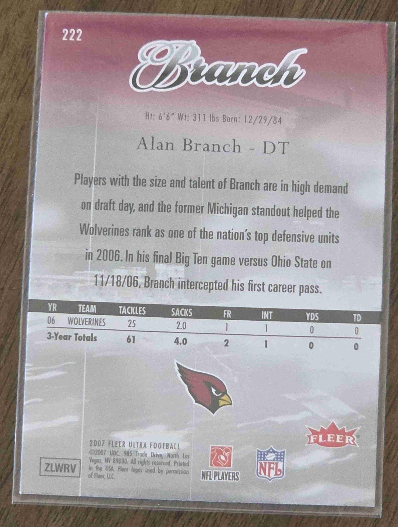 Bulk NFL Card 275 back