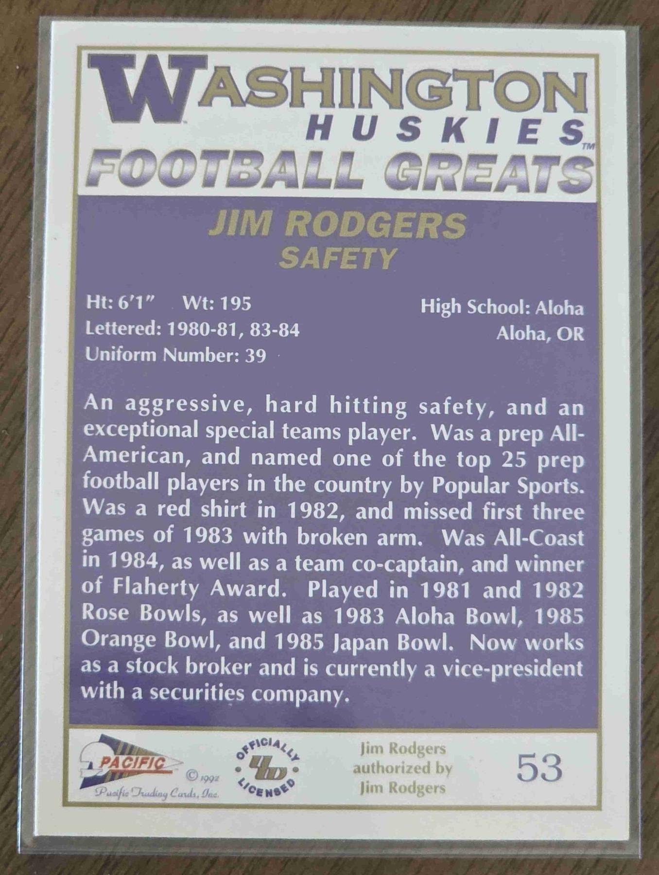 Bulk NFL Card 276 back