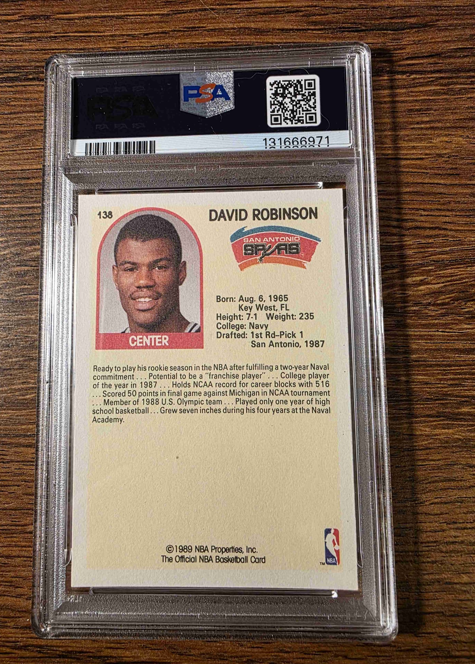 1989 Hoops #138 — David Robinson back