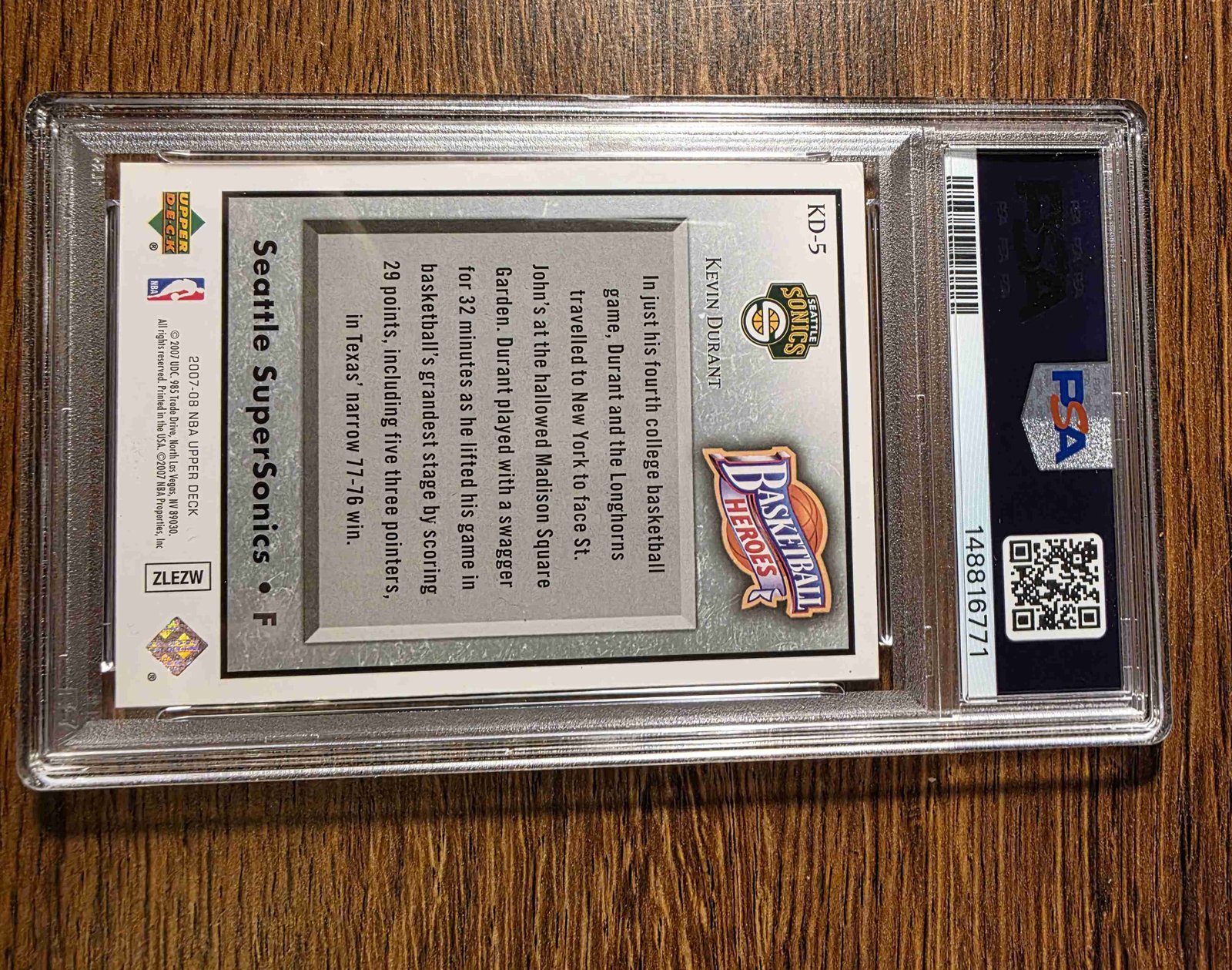 2007 Upper Deck NBA Heroes #KD-5 — Kevin Durant back