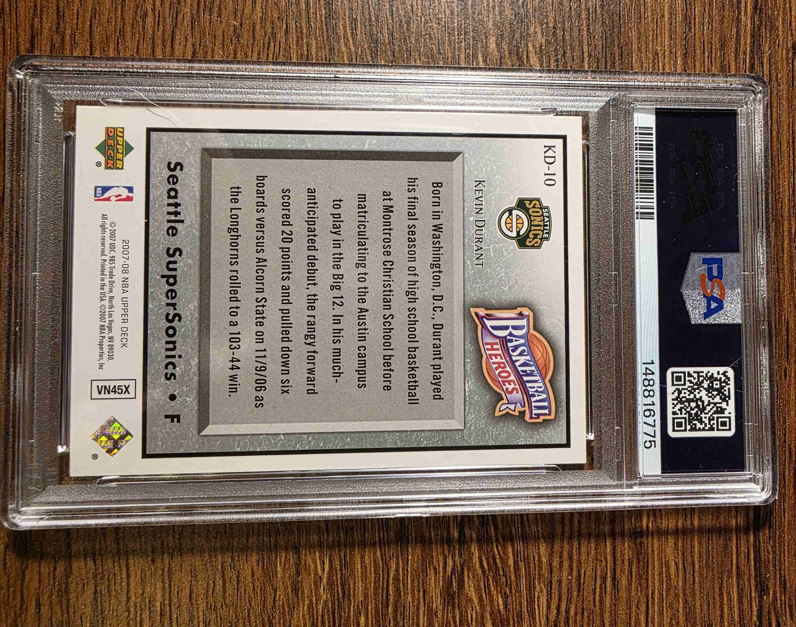 2007 Upper Deck NBA Heroes #KD-10 — Kevin Durant back
