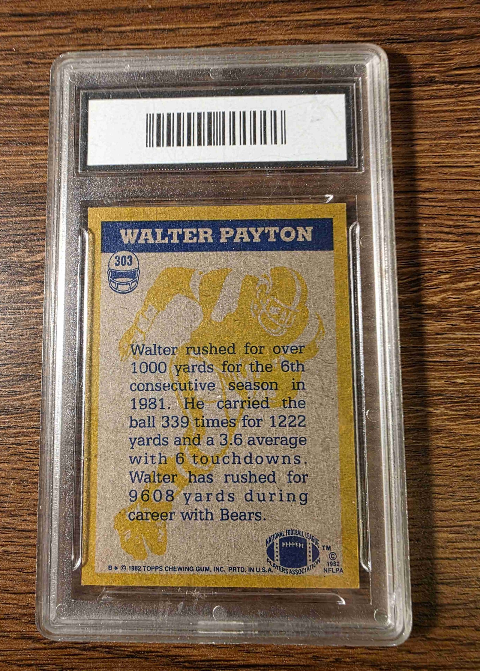 1982 Topps #303 — Walter Payton back
