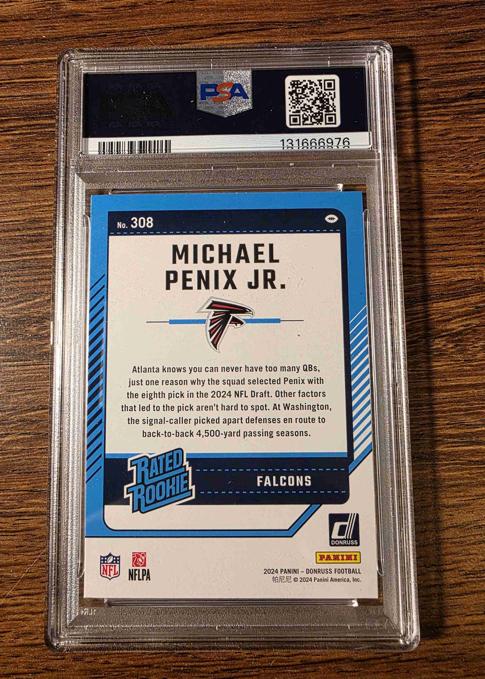 2024 Donruss #308 — Michael Penix Jr. back