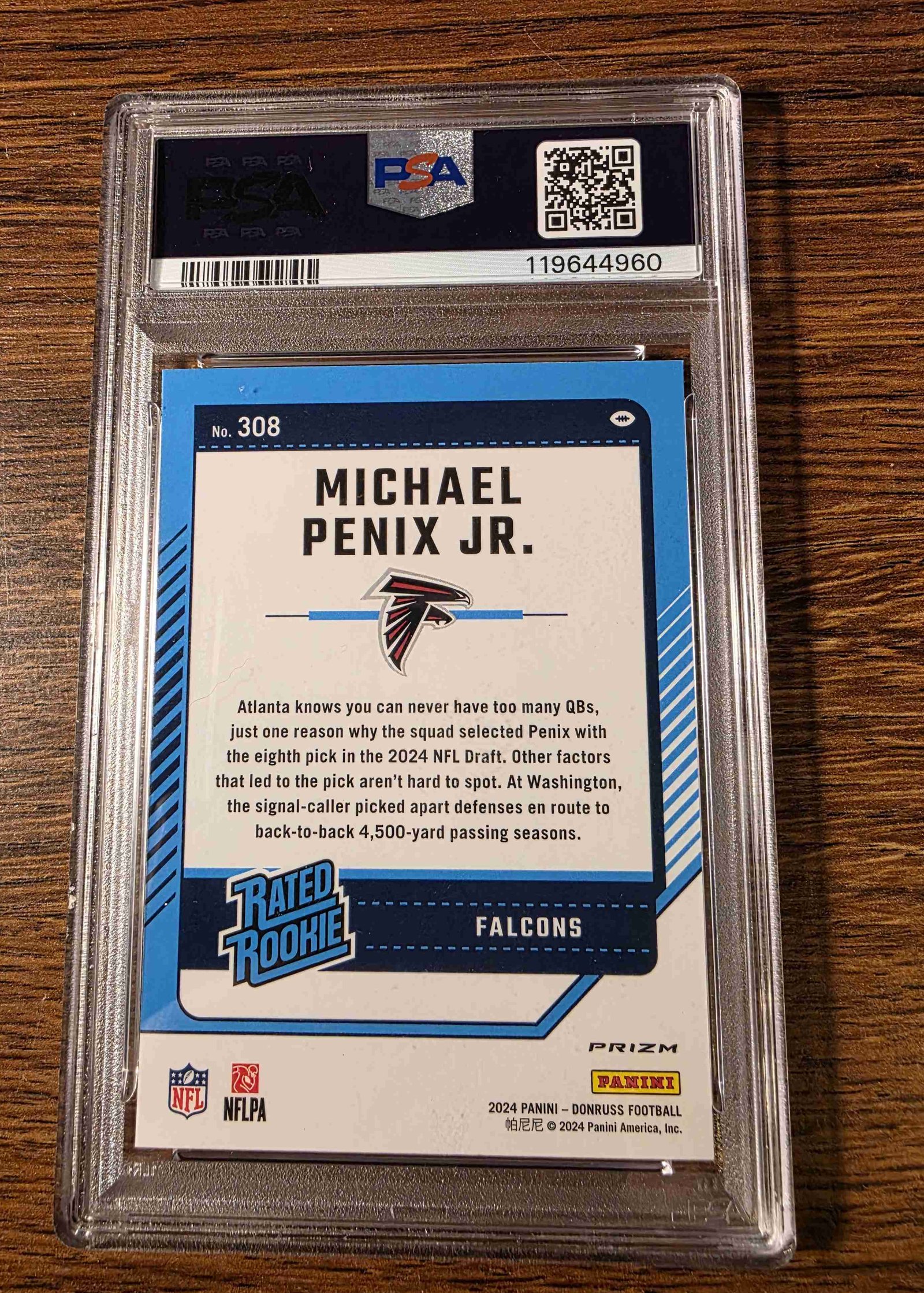 2024 Donruss #308 — Michael Penix Jr. back