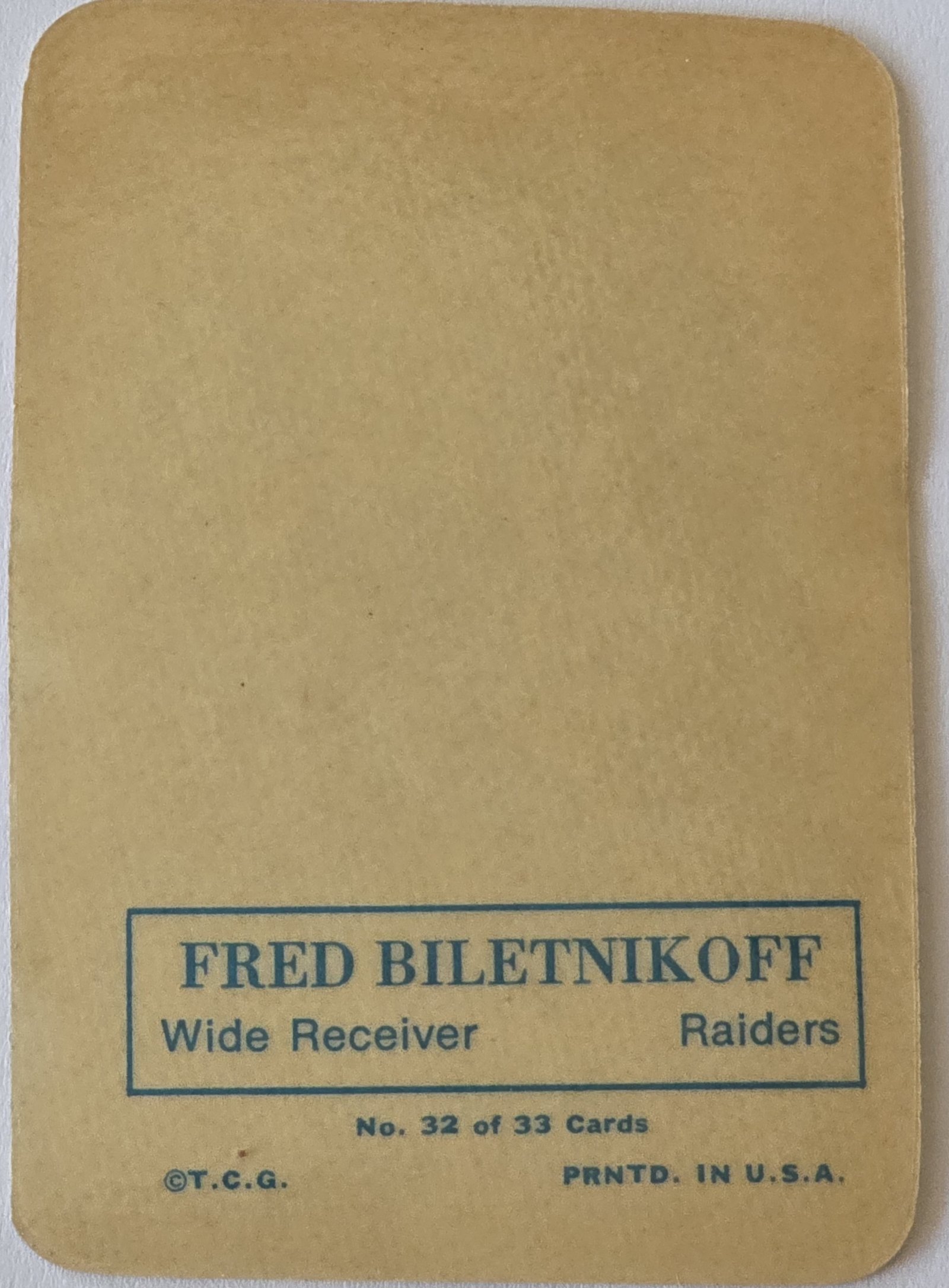 1970 Topps Glossy #32 — Fred Biletnikoff back
