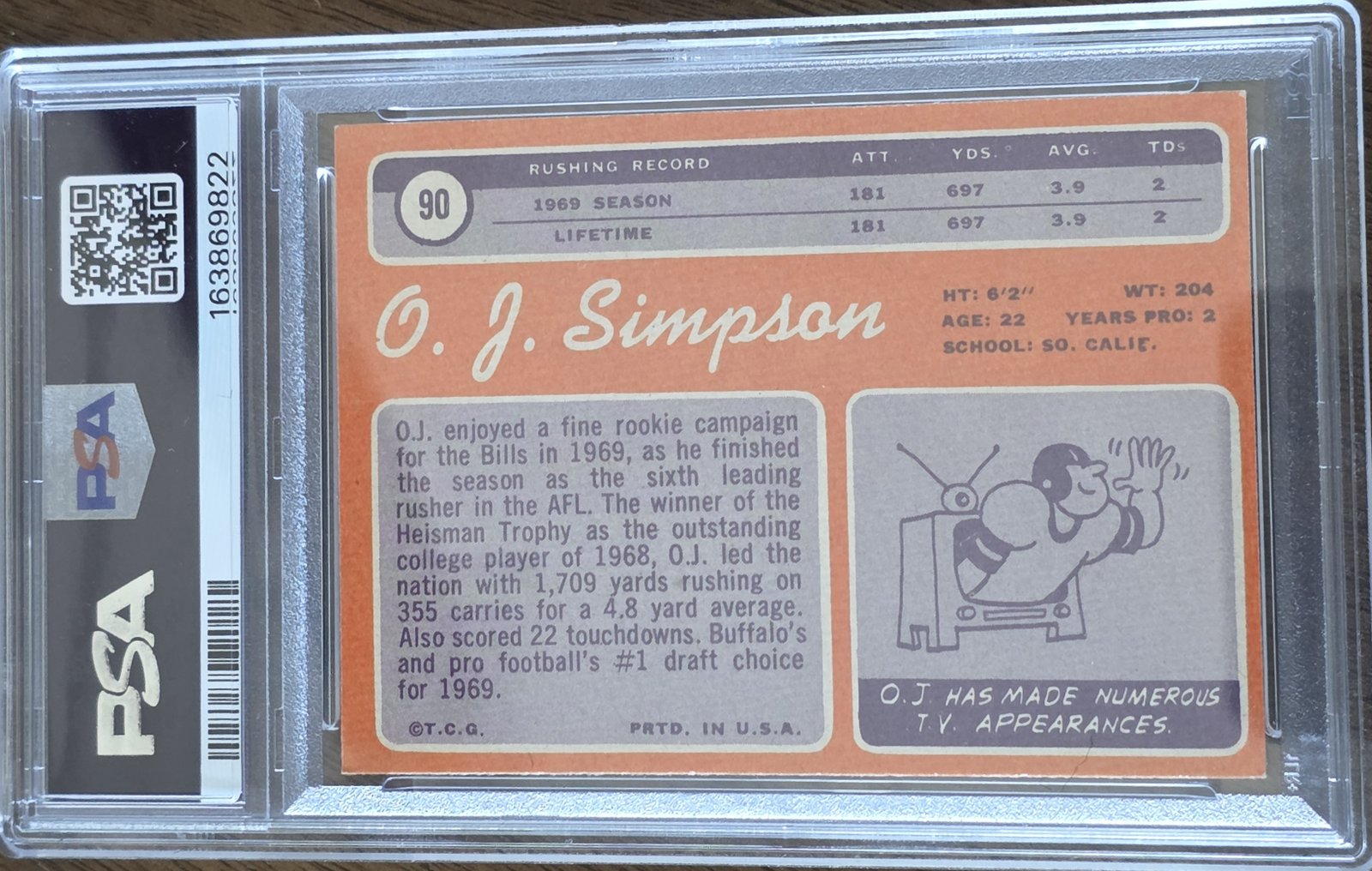 1970 Topps #90 — O.J. Simpson back