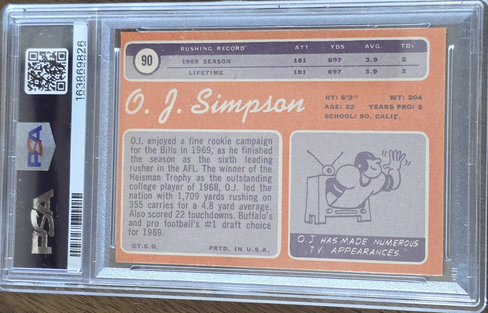 1970 Topps #90 — O.J. Simpson back